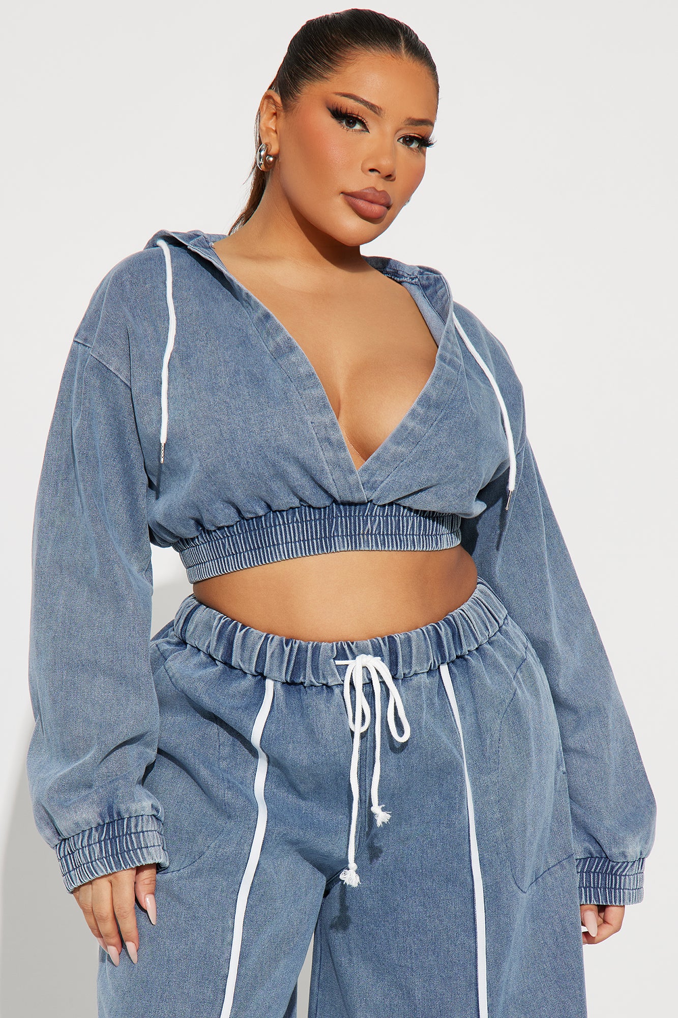 Keep Up With Me Denim Pant Set - Blue - Image 5
