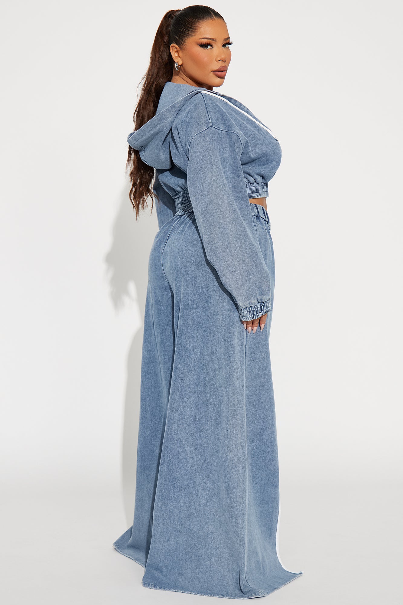 Keep Up With Me Denim Pant Set - Blue - Image 6