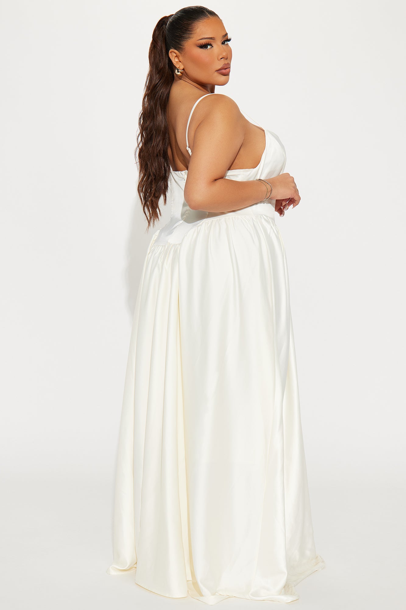 Nicolette Satin Maxi Dress - Cream - Image 6