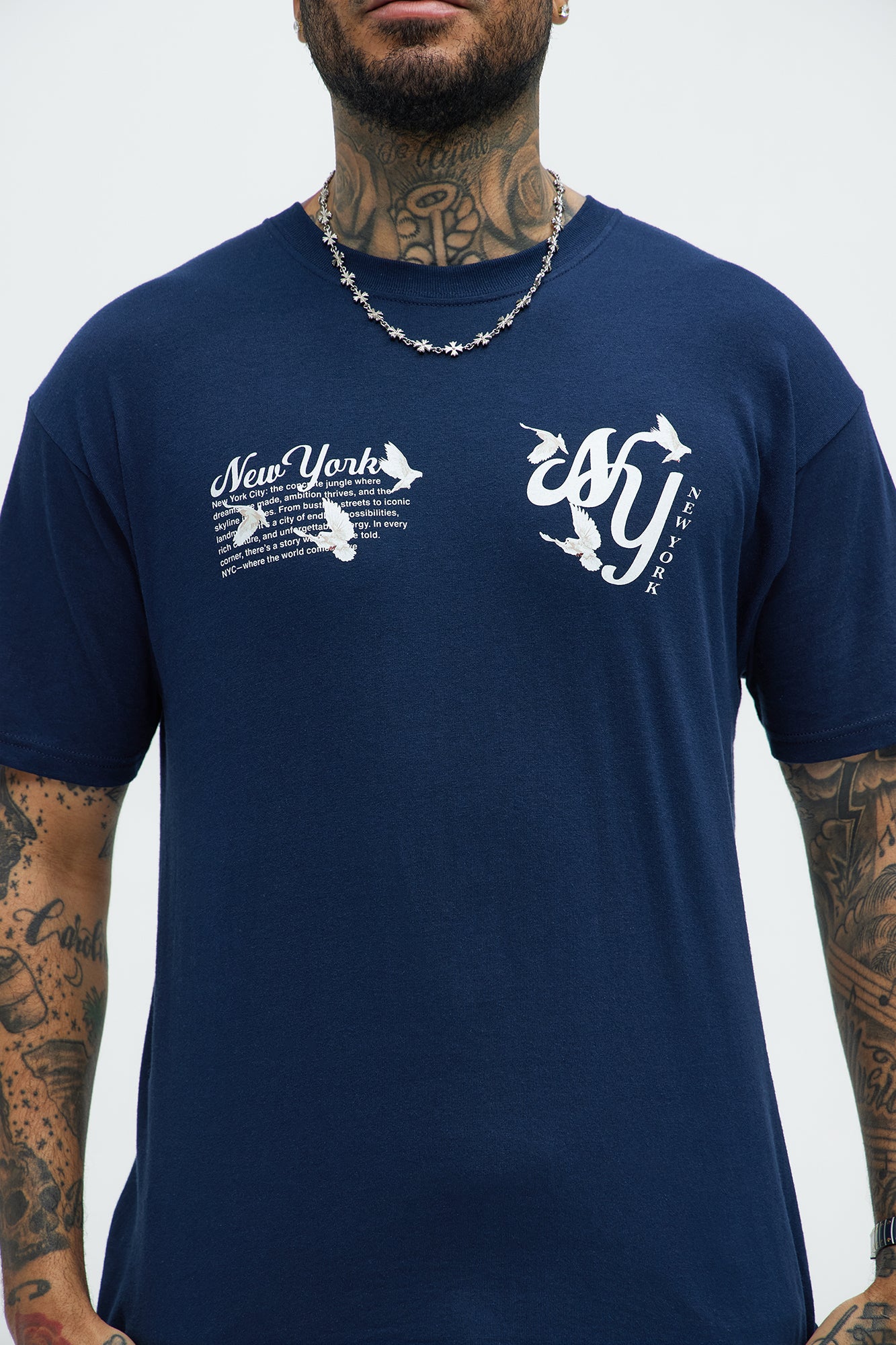 NY Doves With Love Short Sleeve Tee - Navy - Image 3