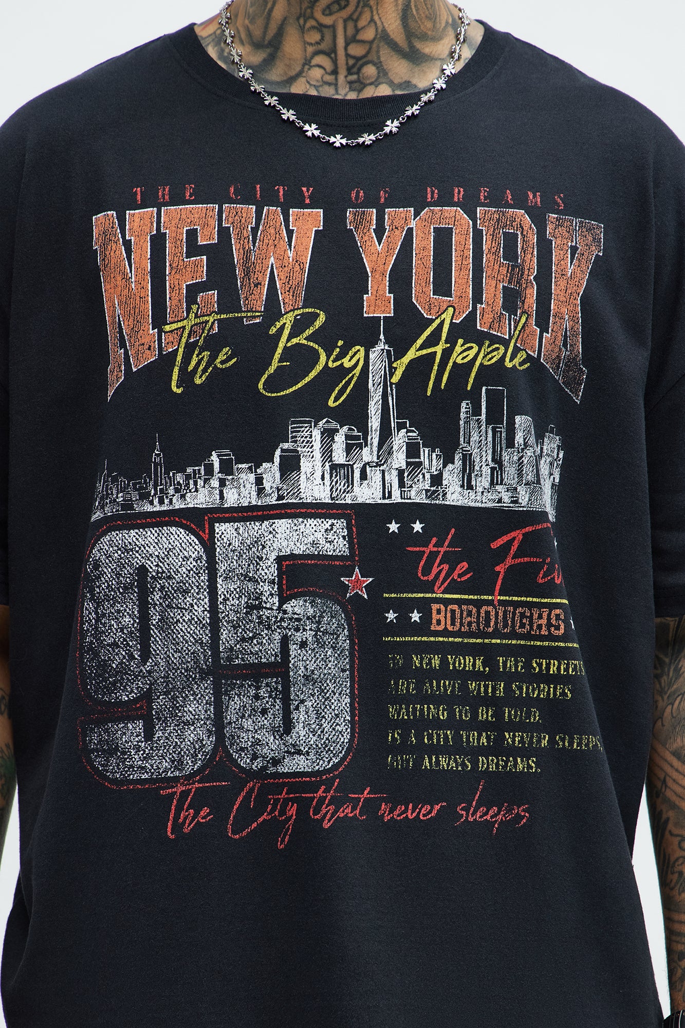 The Big Apple NYC Oversized Short Sleeve Tee - Black - Image 3