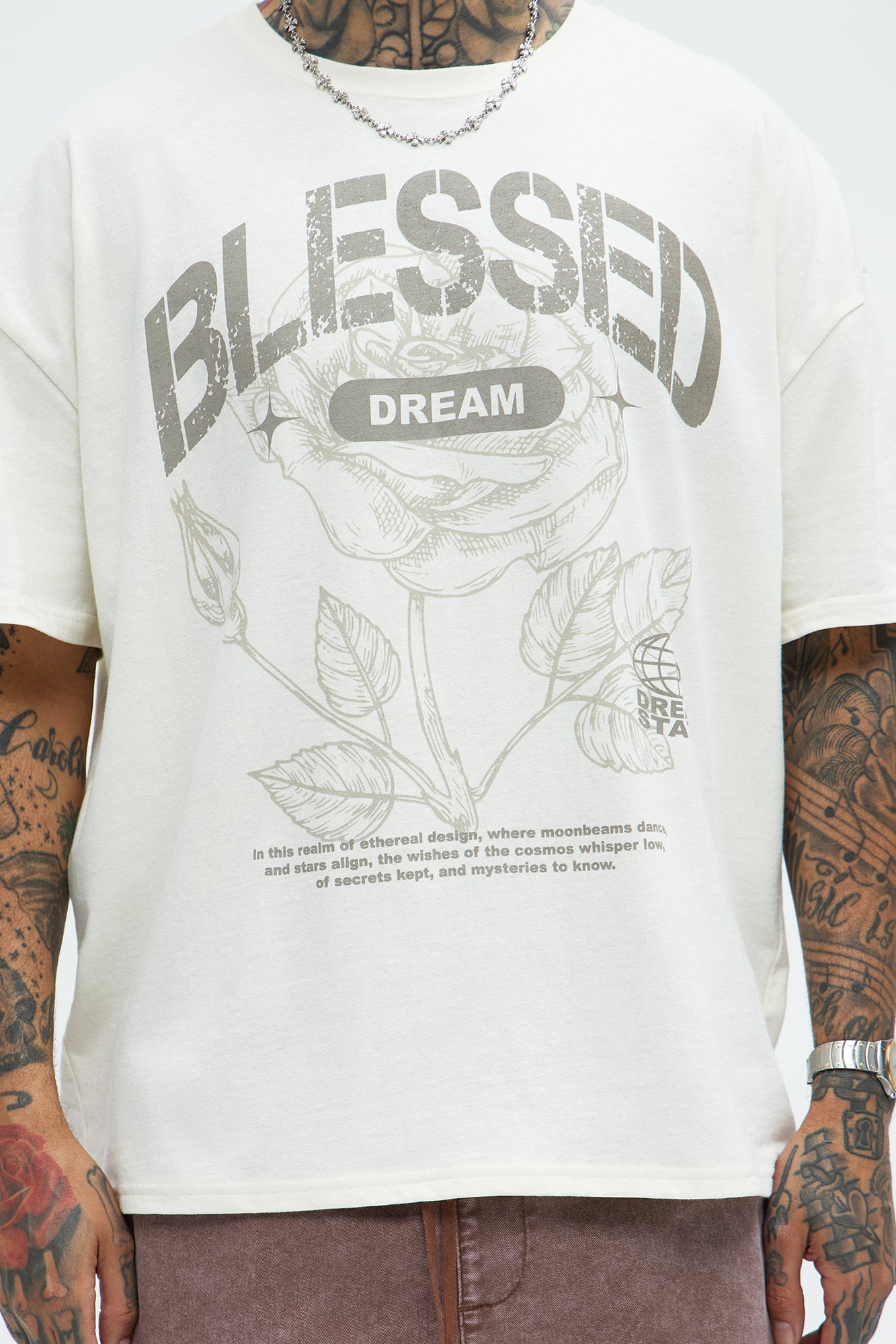 Bless Dreams Oversized Short Sleeve Tee - White - Image 3
