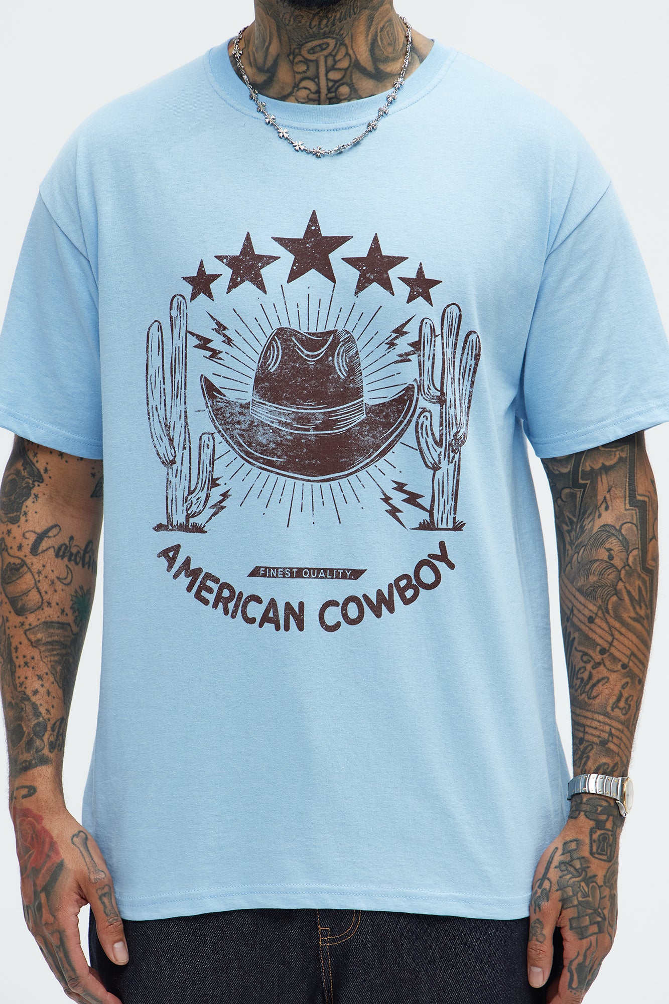 True American Cowboy Short Sleeve Tee - Light Blue - Image 3