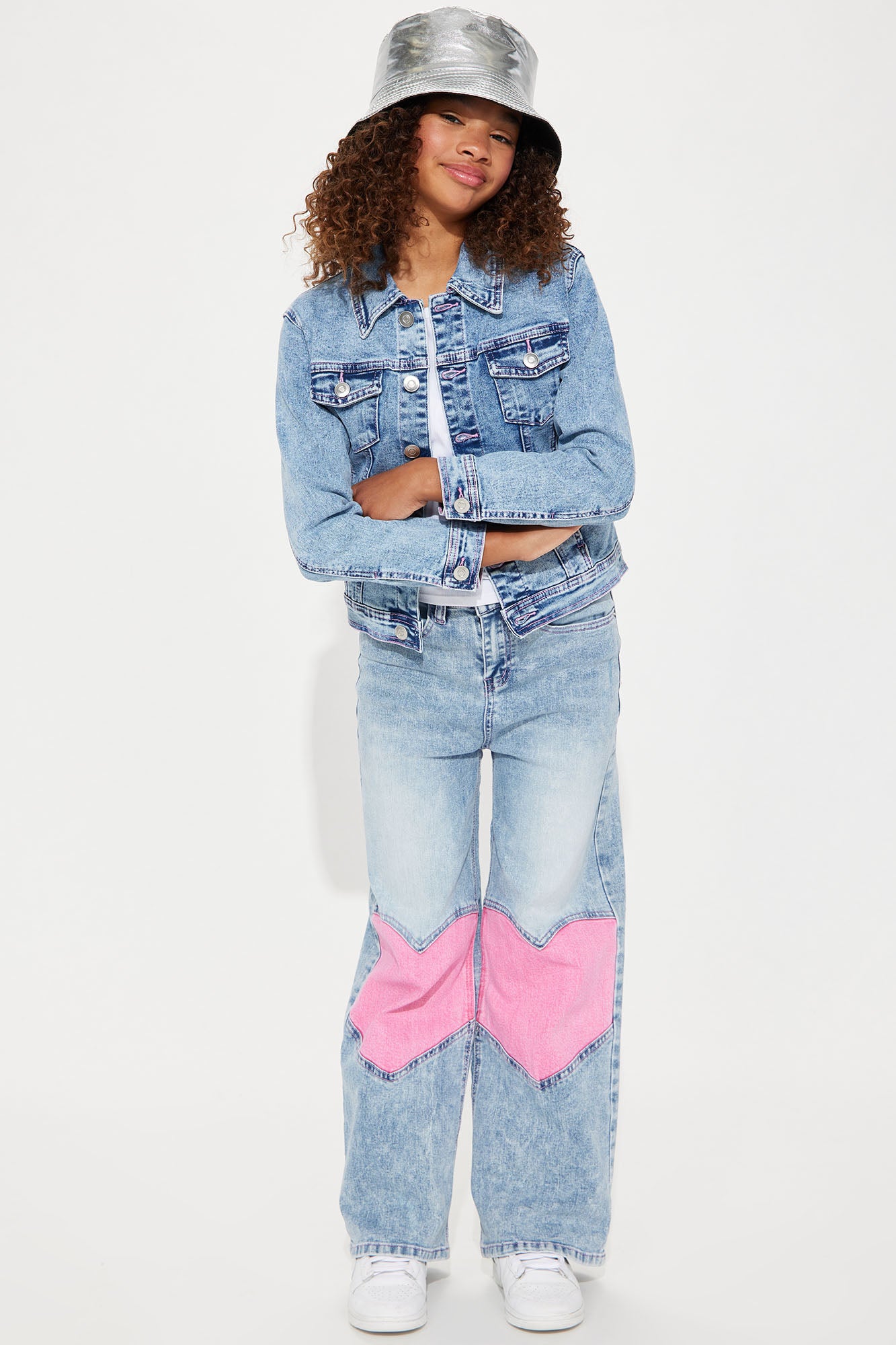 Mini Amor Contrast Heart Jacket - Light Blue - Image 3