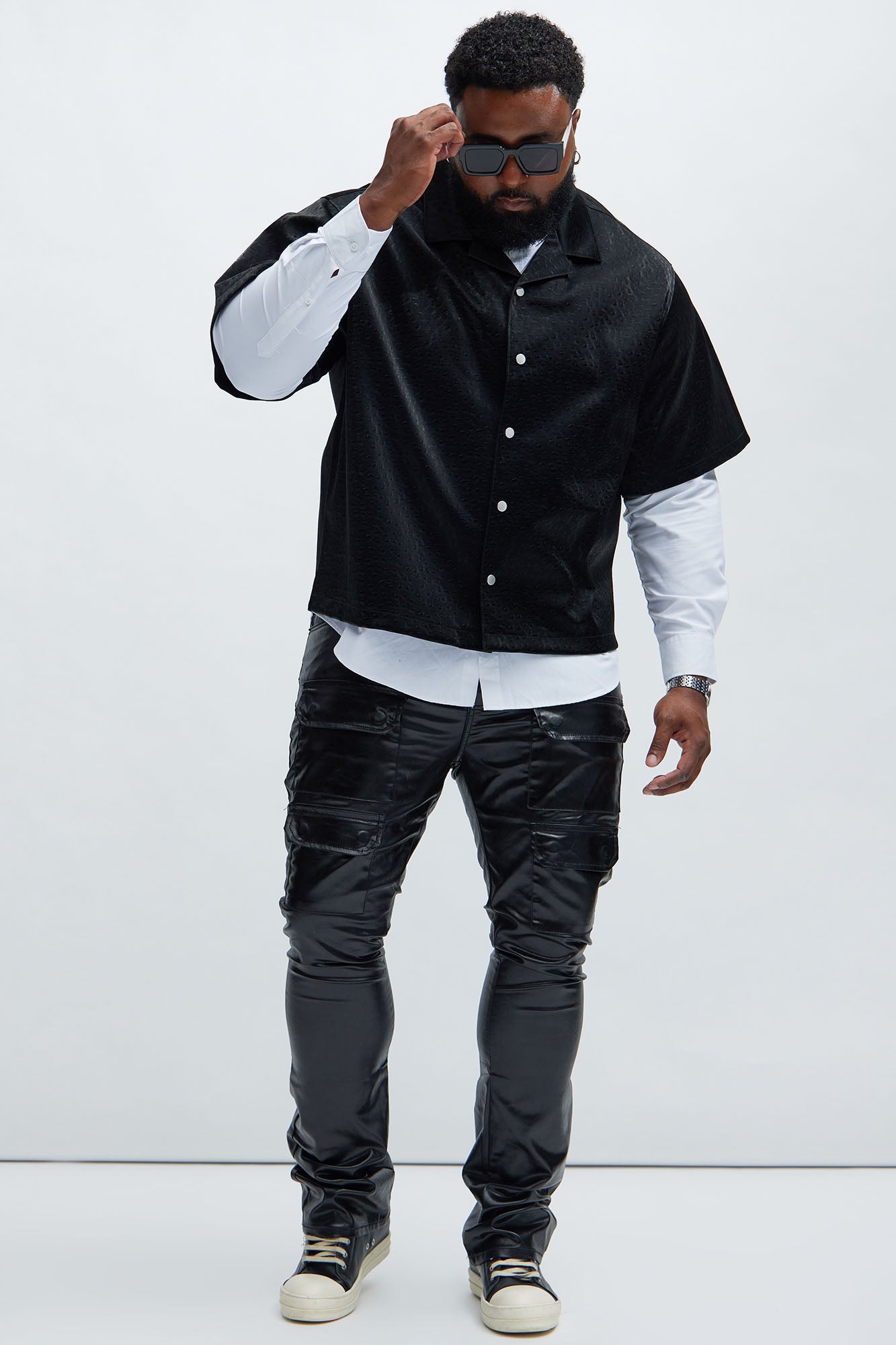 Caicos Faux Leather Shirt - Black - Image 6