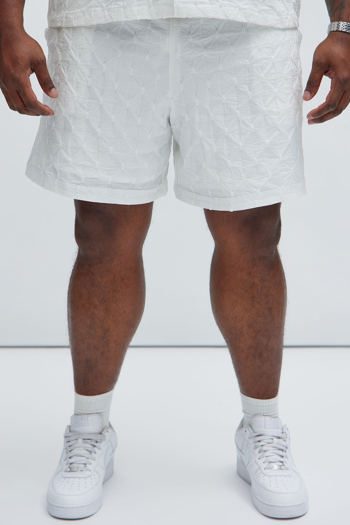 Atticus Textured Warmup Shorts - White - Image 6