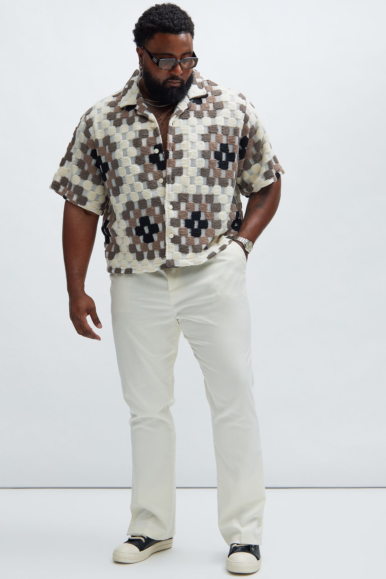 Gaston Jacquard Cropped Shirt - Brown/combo - Image 6