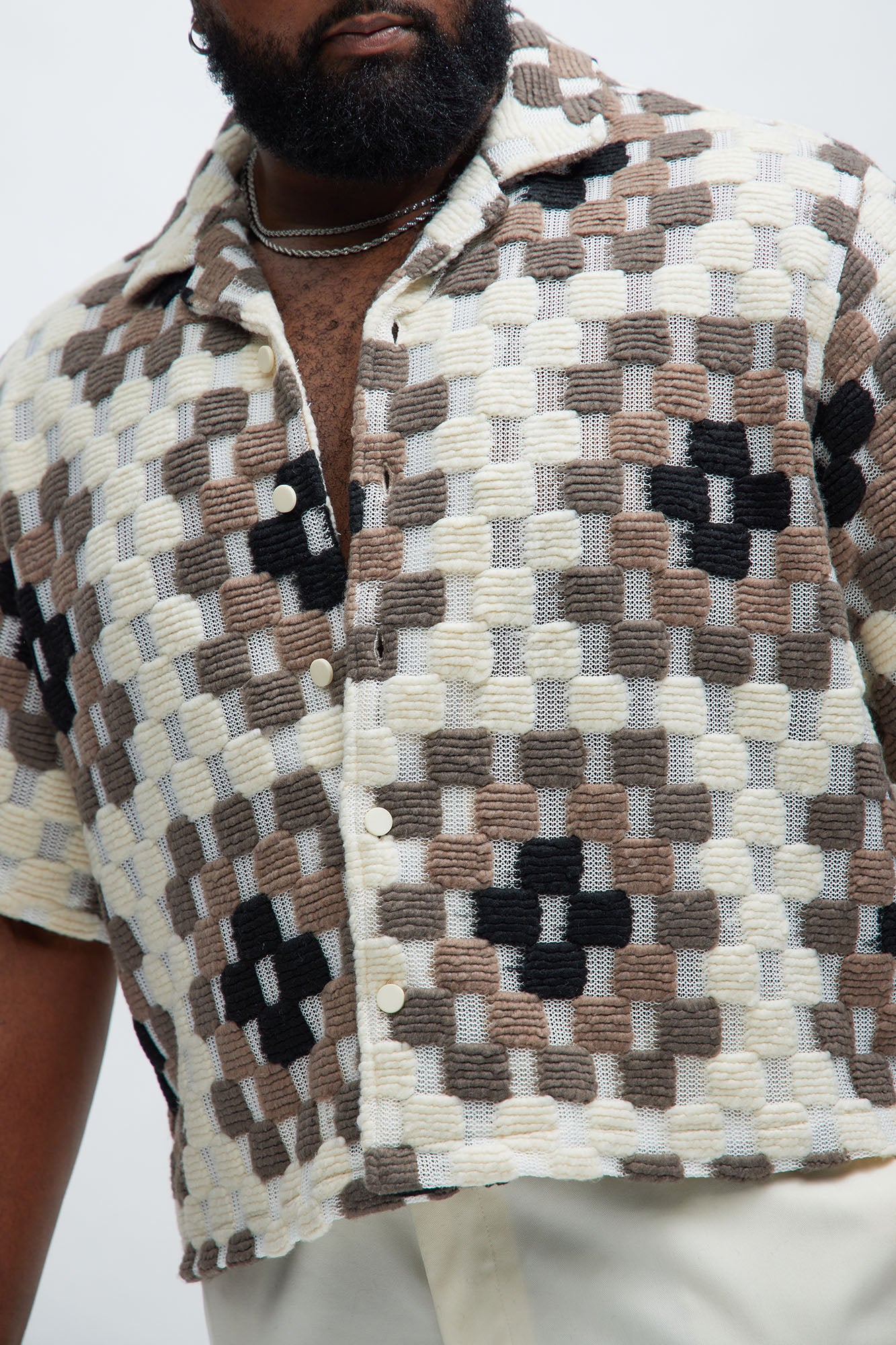 Gaston Jacquard Cropped Shirt - Brown/combo - Image 7