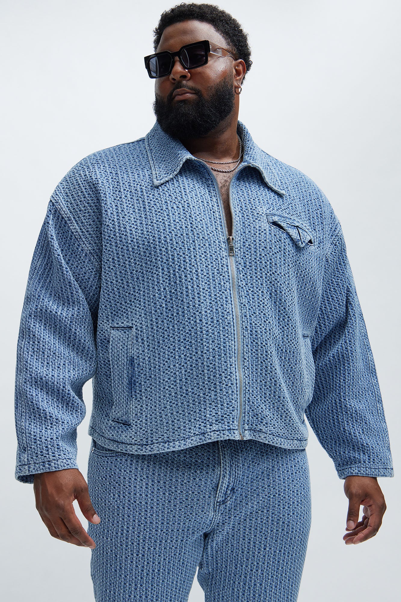 Warsaw Cropped Denim Work Trucker - Light Blue - Image 5