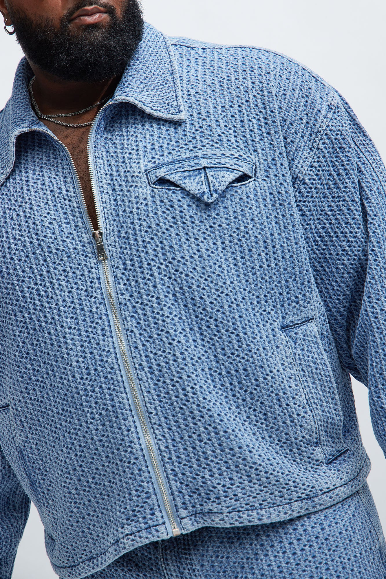 Warsaw Cropped Denim Work Trucker - Light Blue - Image 7