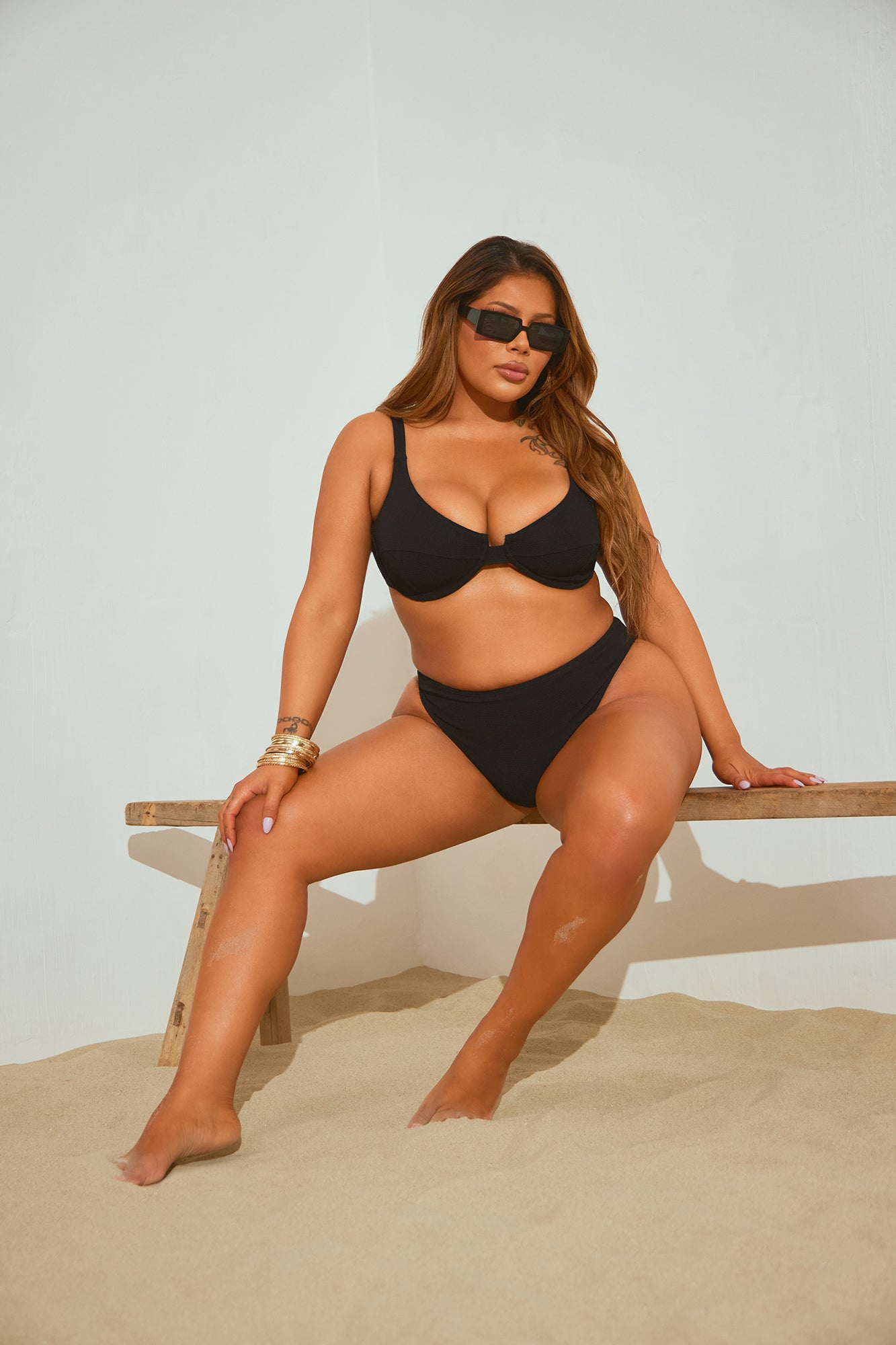 Relaxing All Summer Underwire 2 Piece Bikini - Black - Image 6