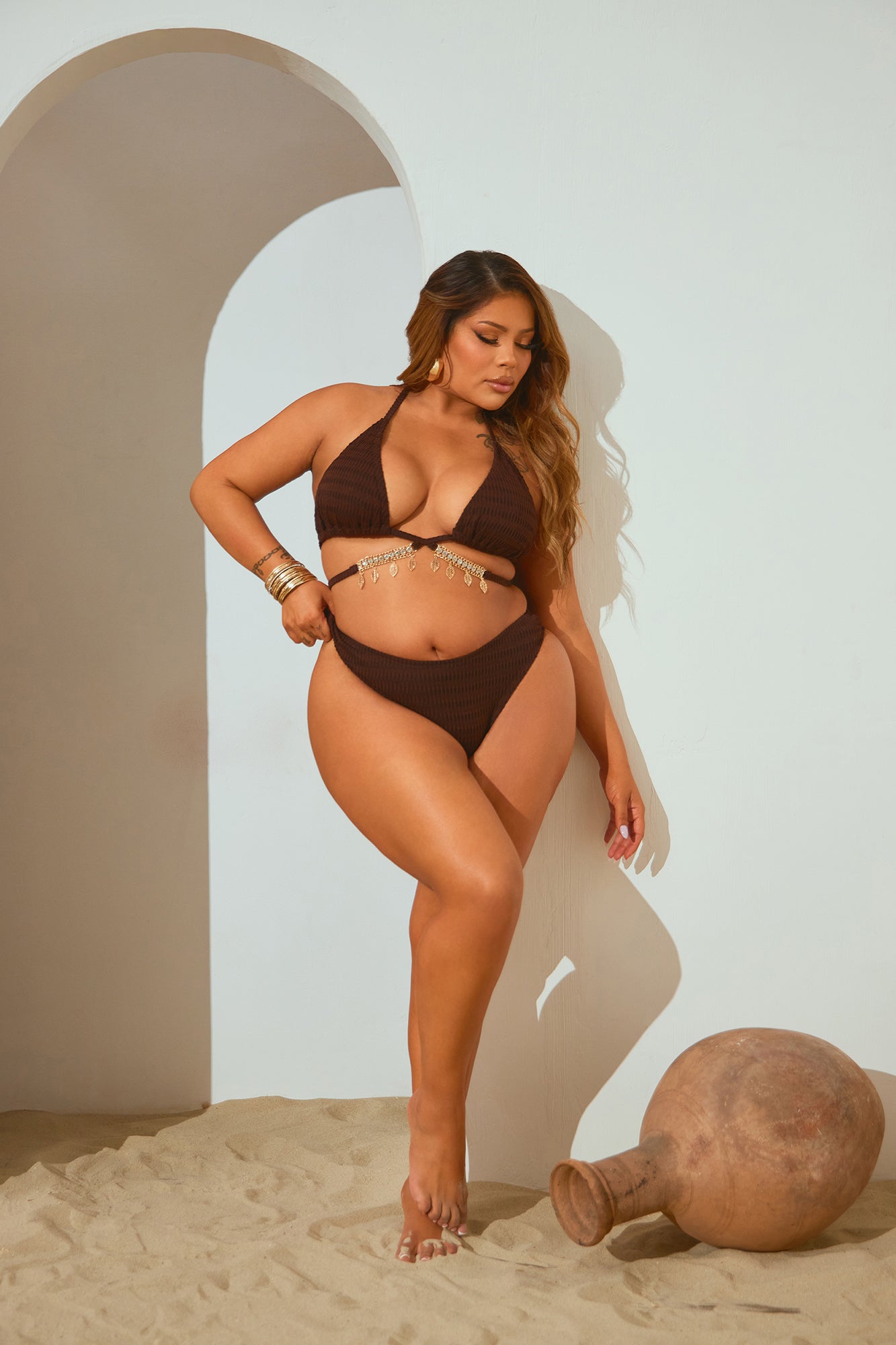 Anika Charm Chain 2 Piece Bikini - Brown - Image 5