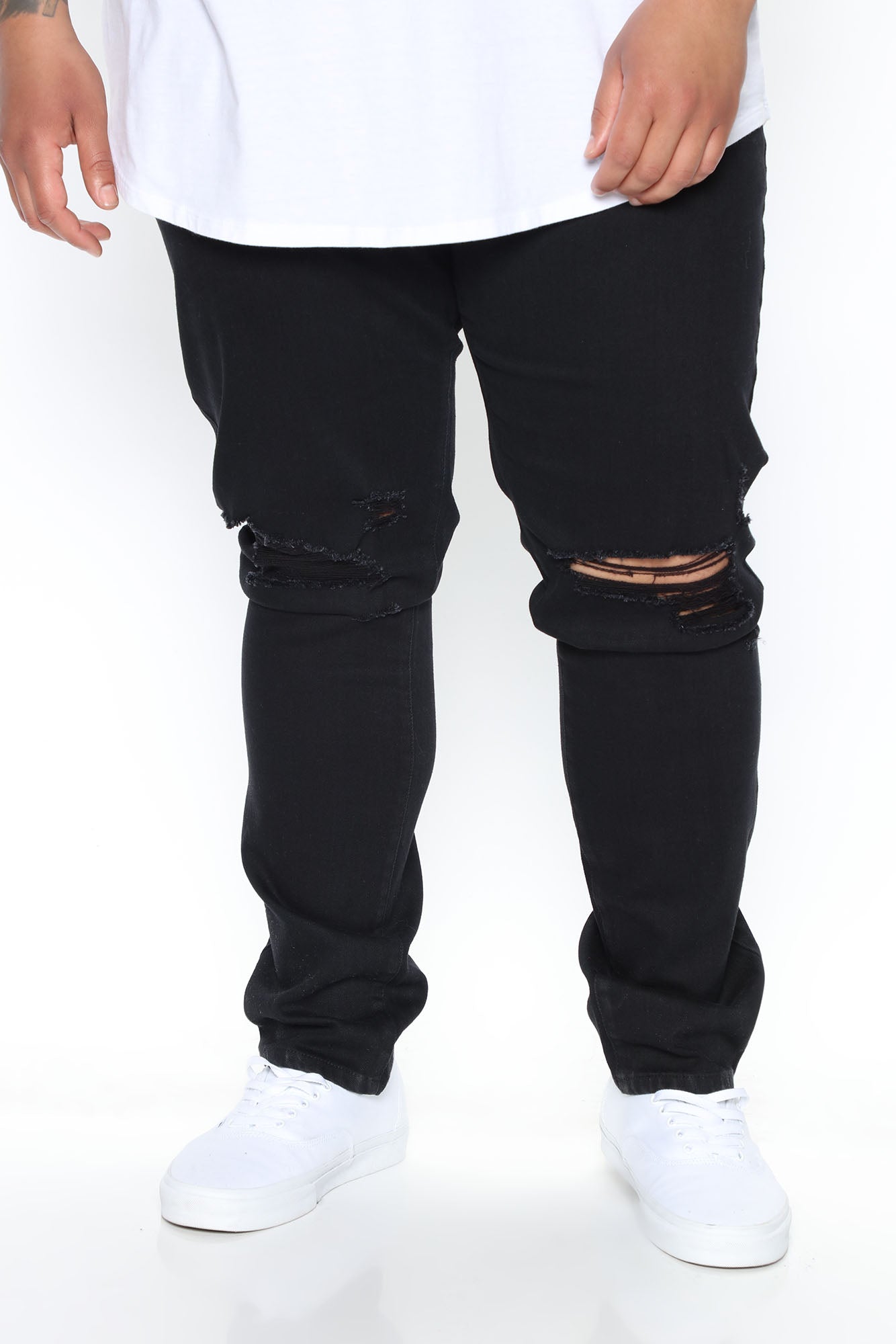 Jasper Skinny Ripped Knee Jeans - Black - Image 5