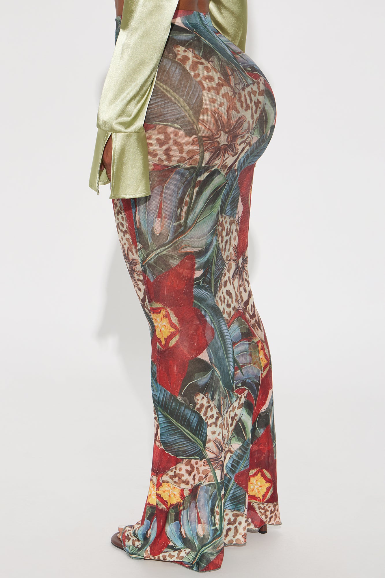 In Full Bloom Mesh Maxi Skirt - Brown/combo - Image 3