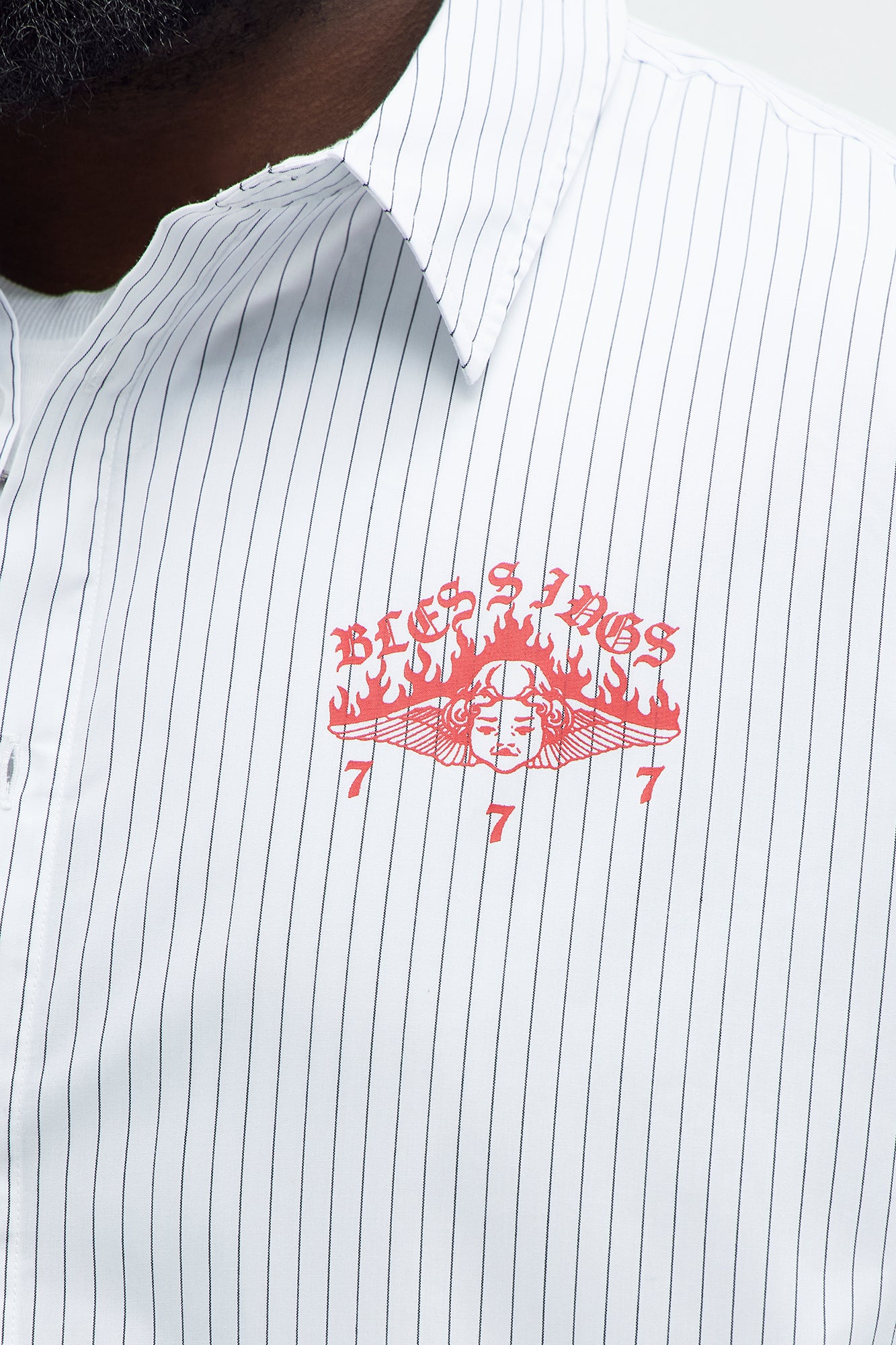 Cropped Saints And Sinners Long Sleeve Button Up - White - Image 9