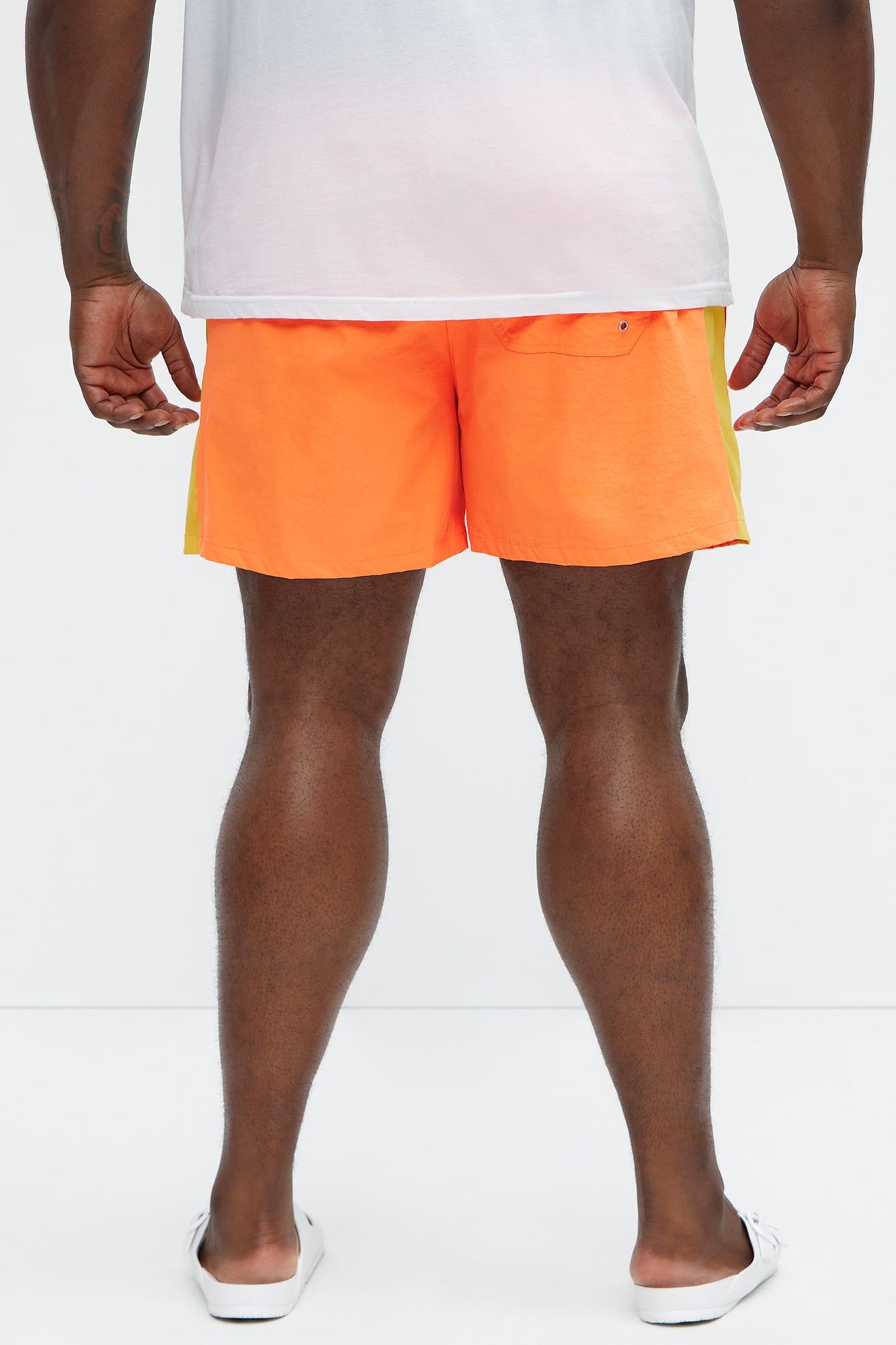 Contrast On The Side Swim Mid Trunk - Orange/combo - Image 8