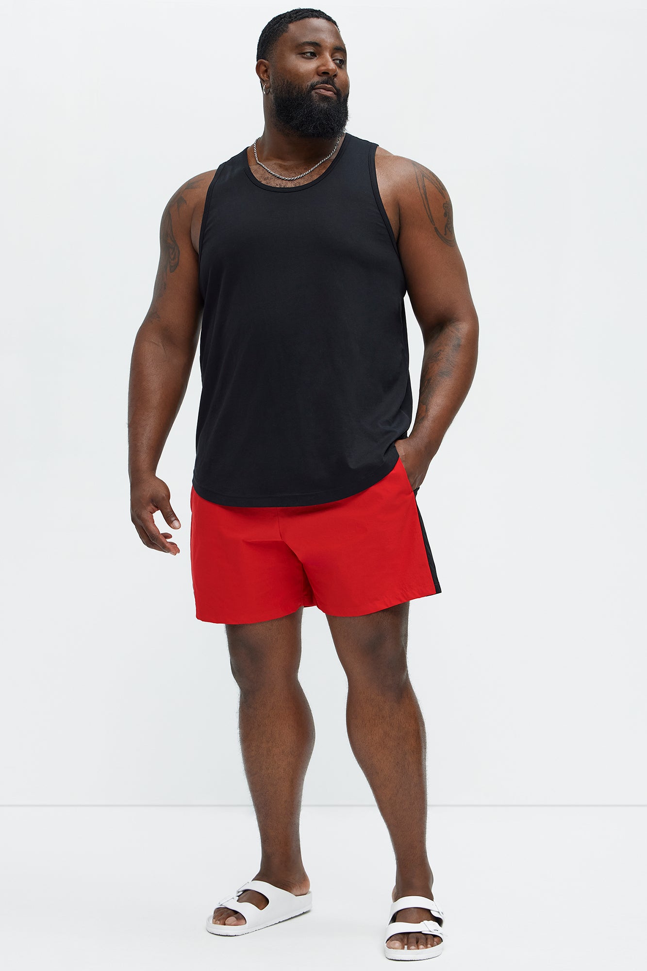 Contrast On The Side Swim Classic Trunk - Red/combo - Image 6