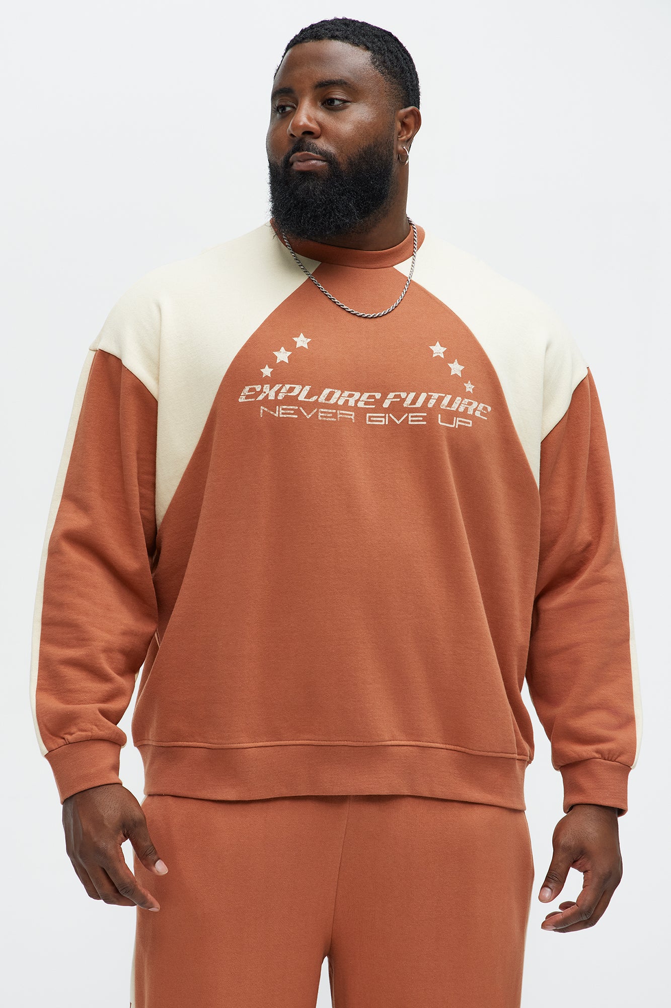 Never Give Up Colorblock Sweatshirt - Brown/combo - Image 5