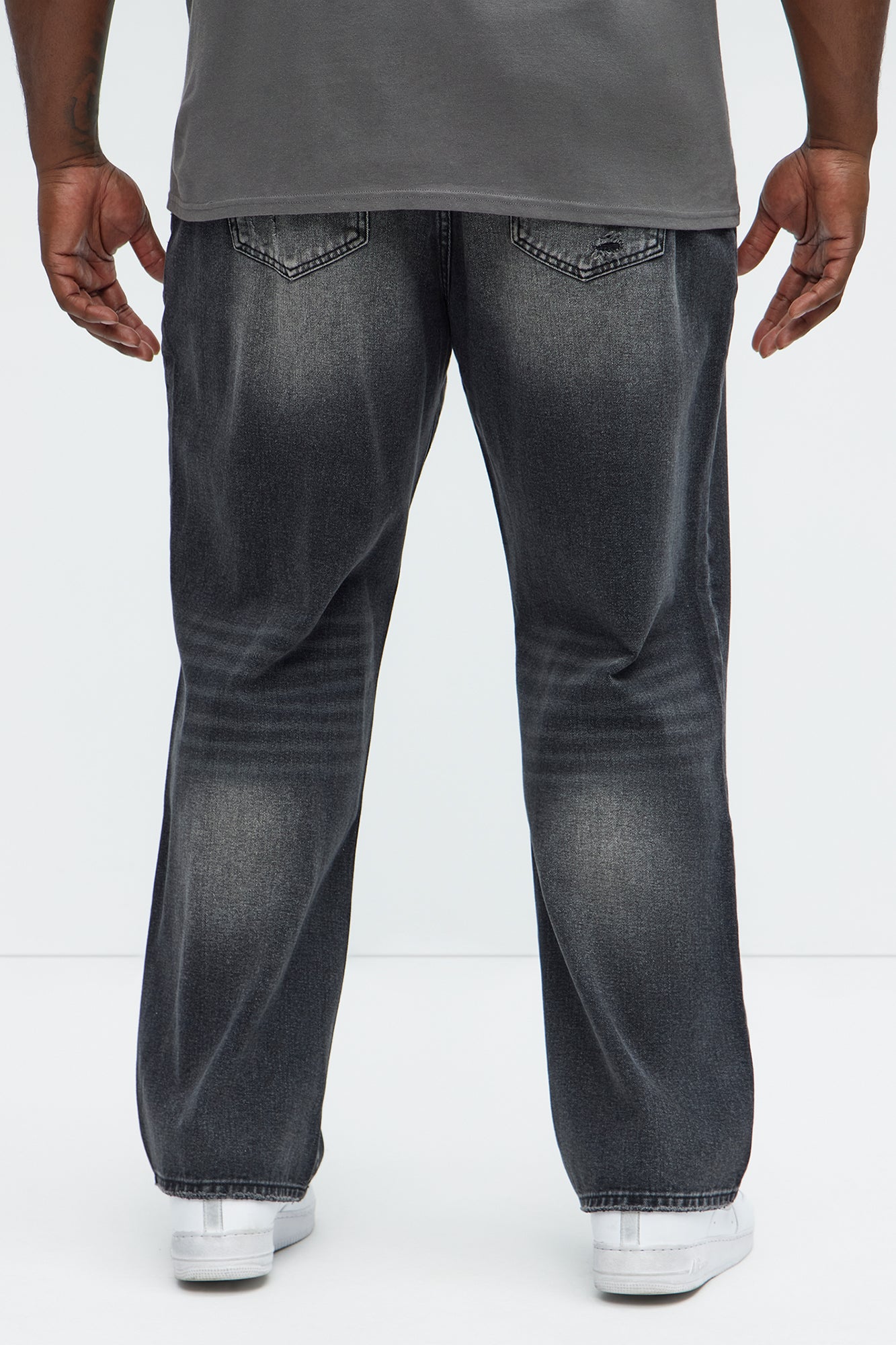 Drawstring Belt Straight Jeans - Black Wash - Image 9