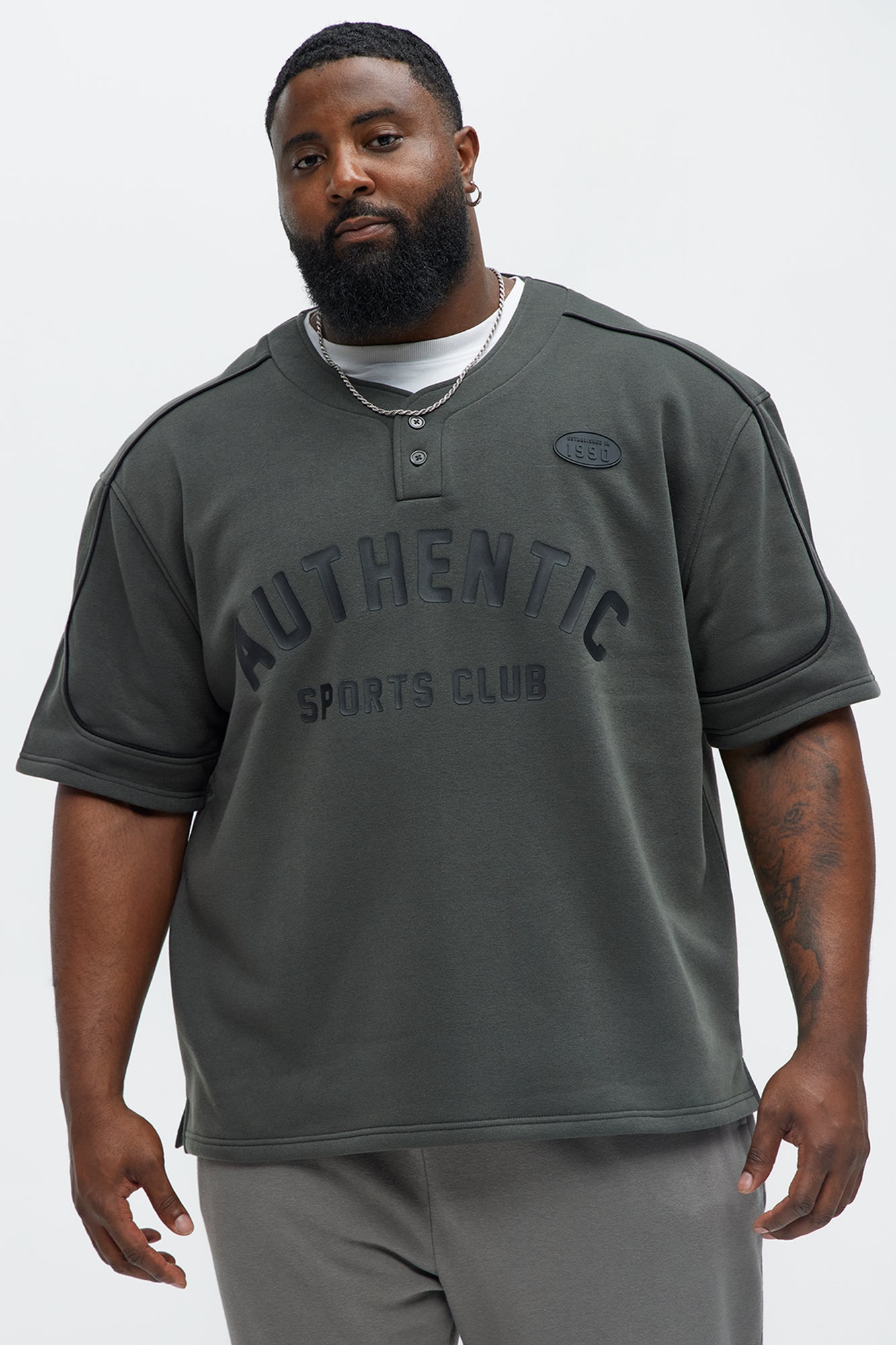 Athletics Sports Club Short Sleeve Henley - Black - Image 5