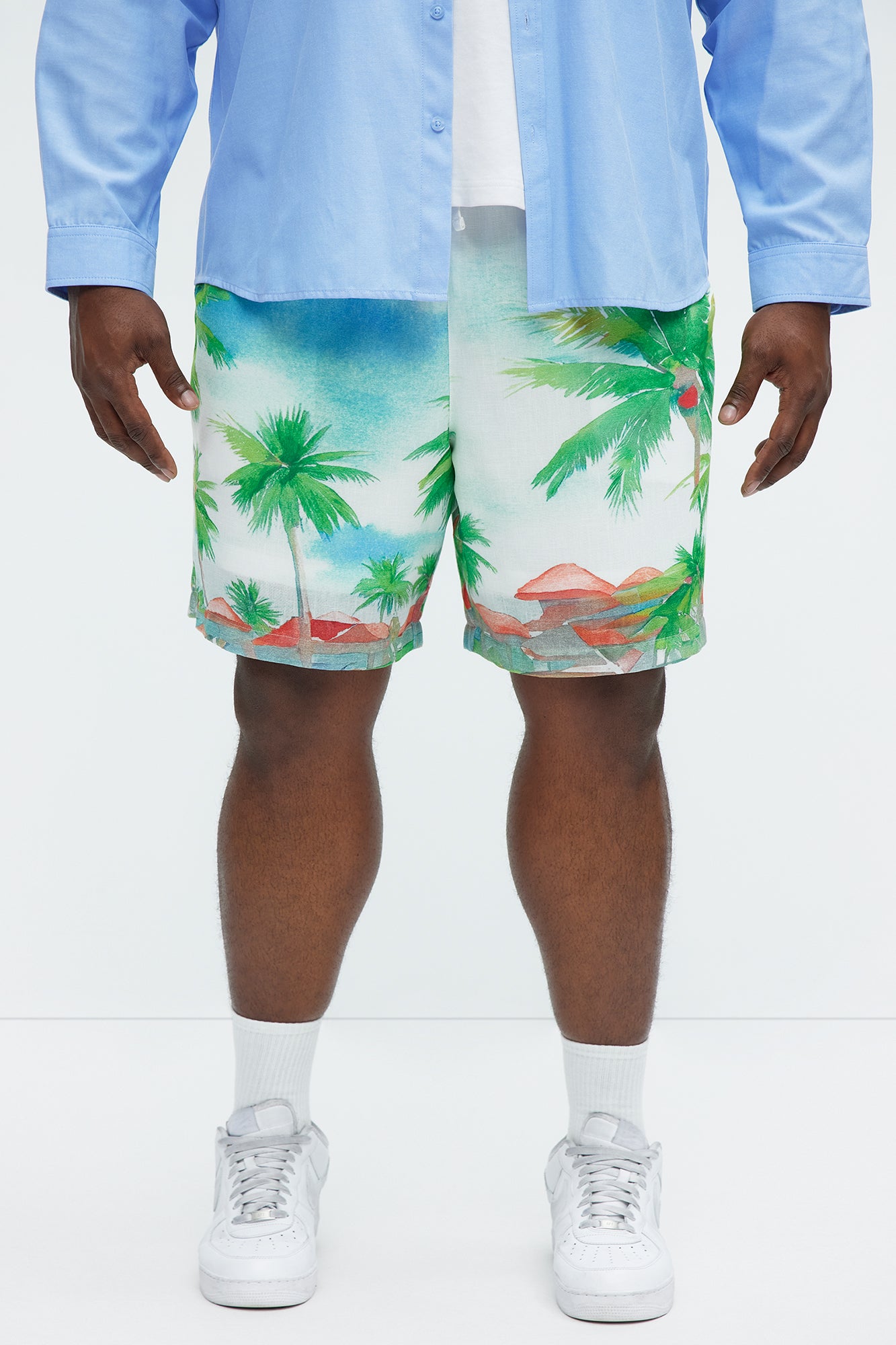 Watercolor Tropics Resort Shorts - White/combo - Image 4