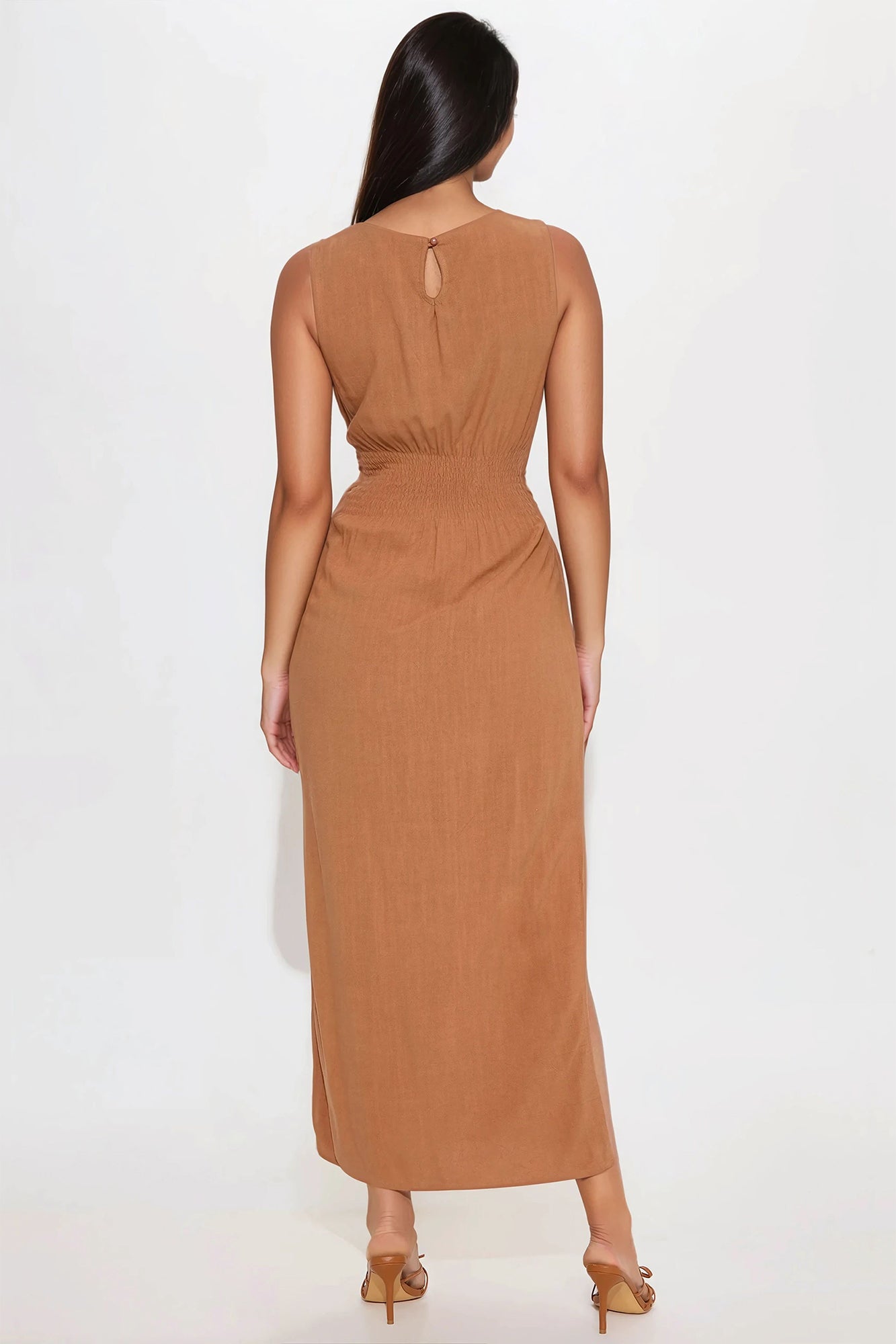 Willa Linen Maxi Dress - Brown - Image 3