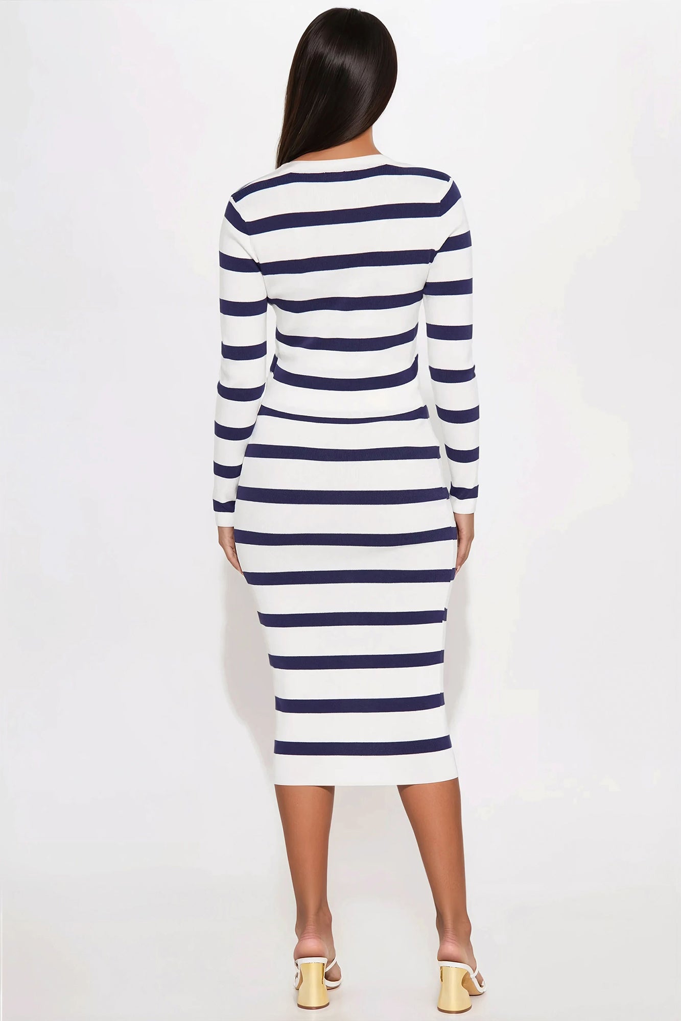 Christiana Striped Sweater Midi Dress Set - Navy/combo - Image 4