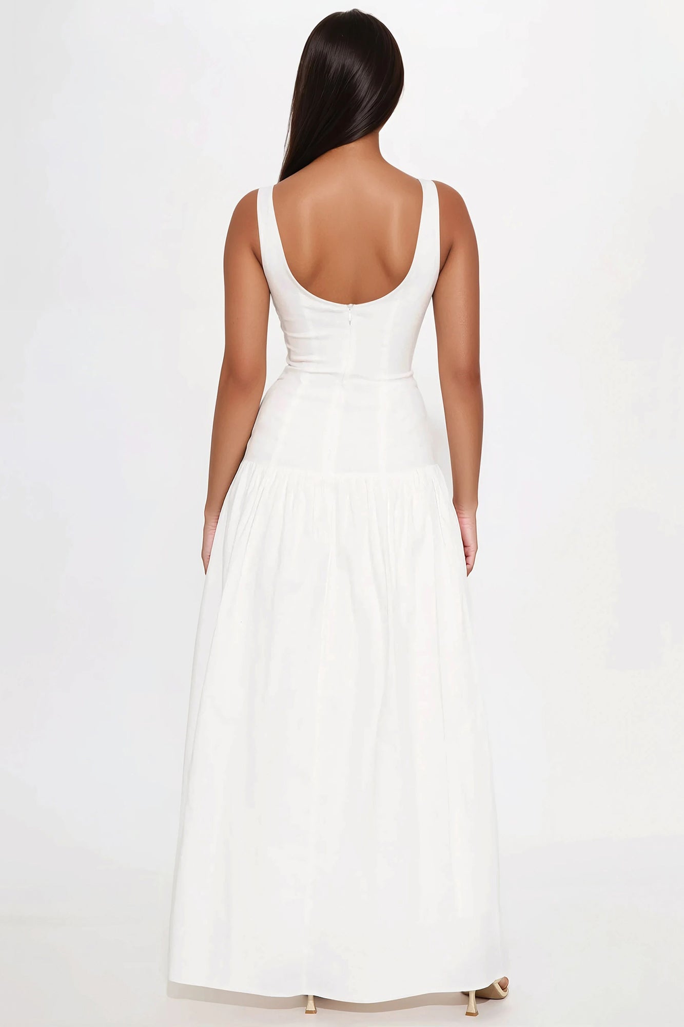 Selene Linen Maxi Dress - White - Image 4