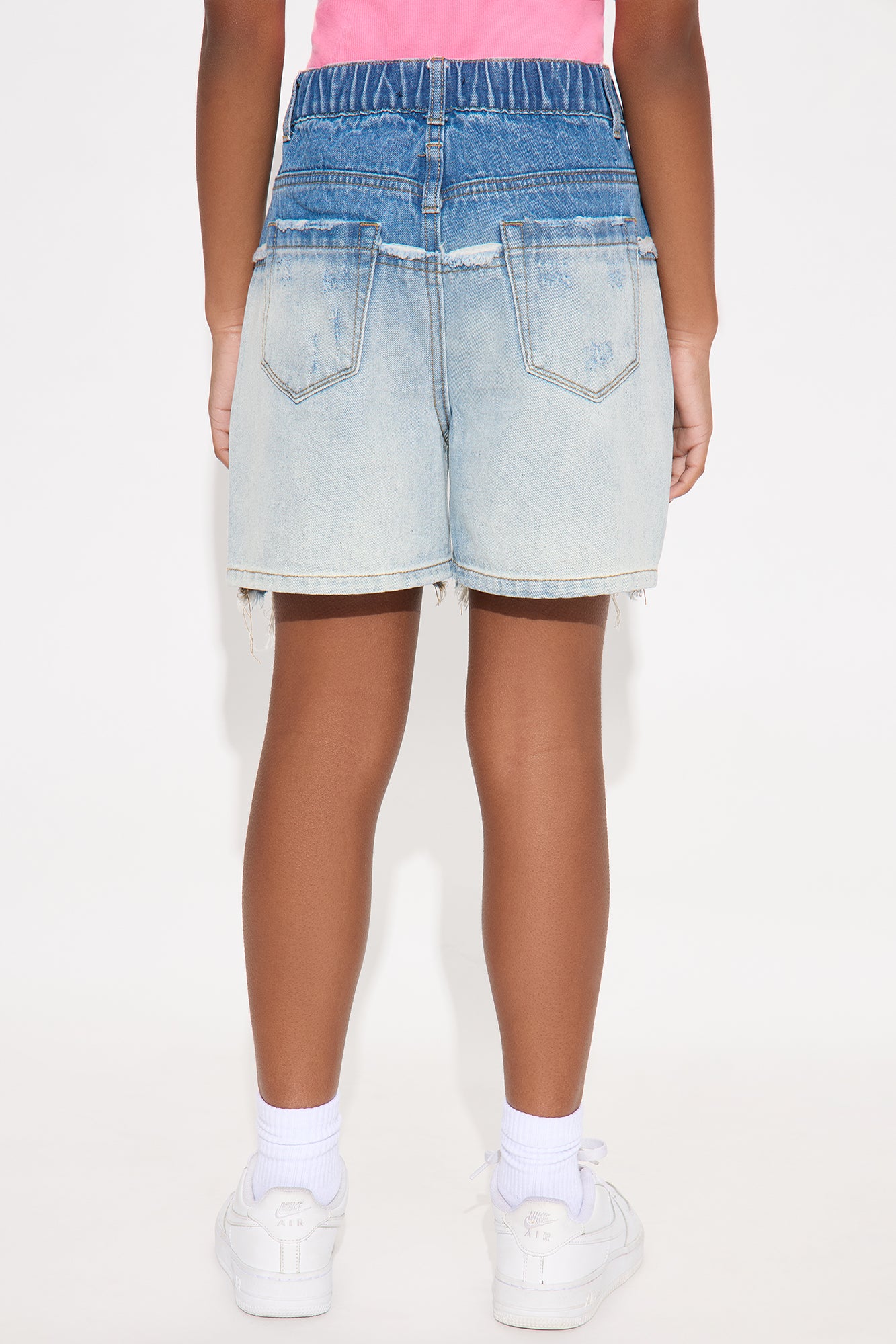 Mini Alicia Mixed Denim Shorts - Medium Blue Wash - Image 3
