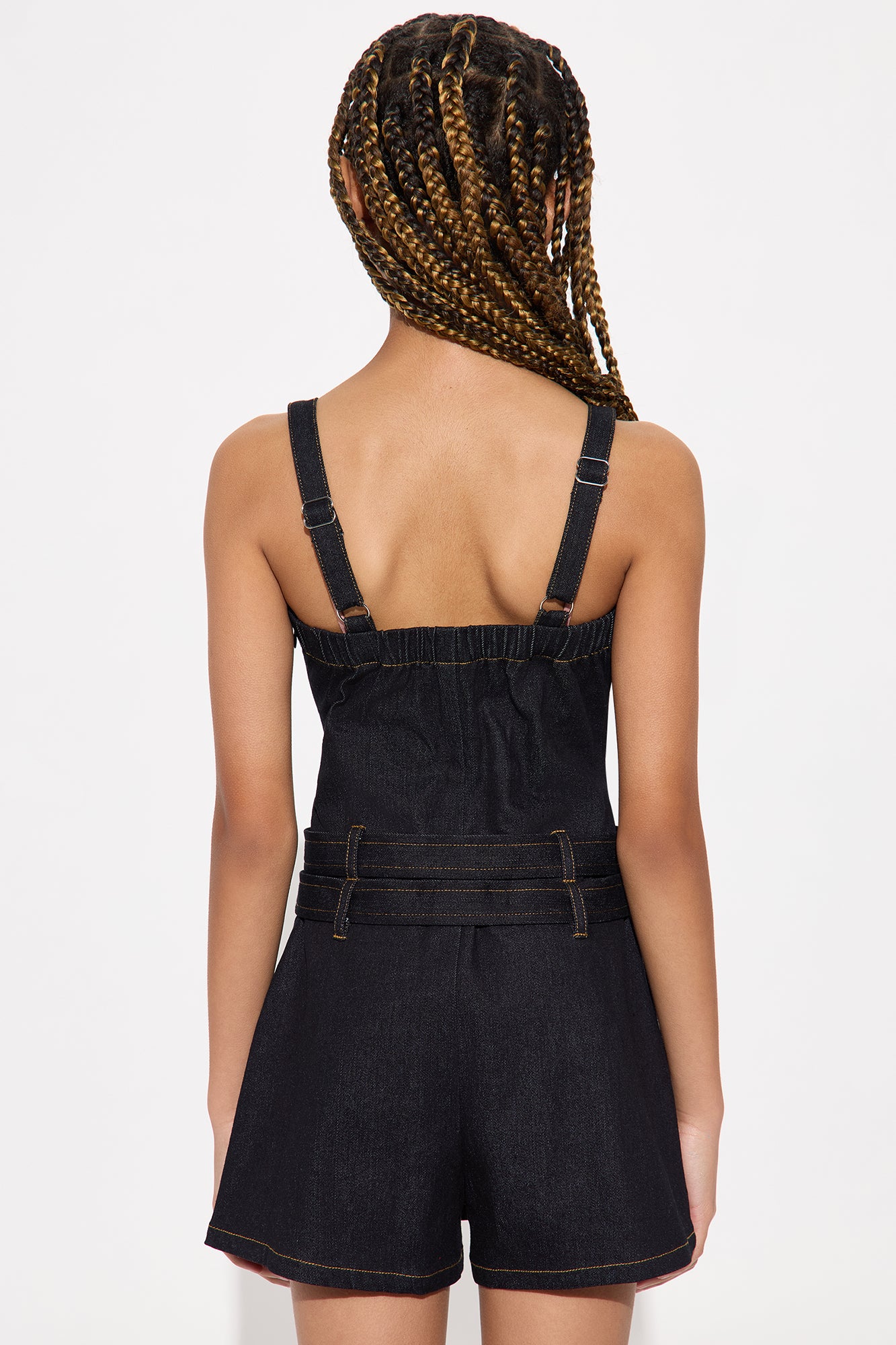 Mini Wish That You Could Denim Romper - Dark Wash - Image 3