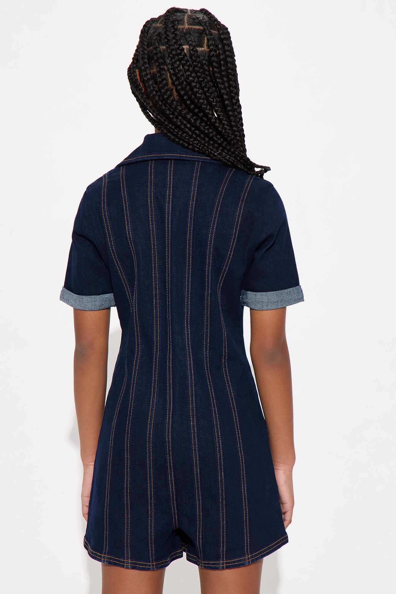 Mini Vera Denim Romper - Dark Wash - Image 3