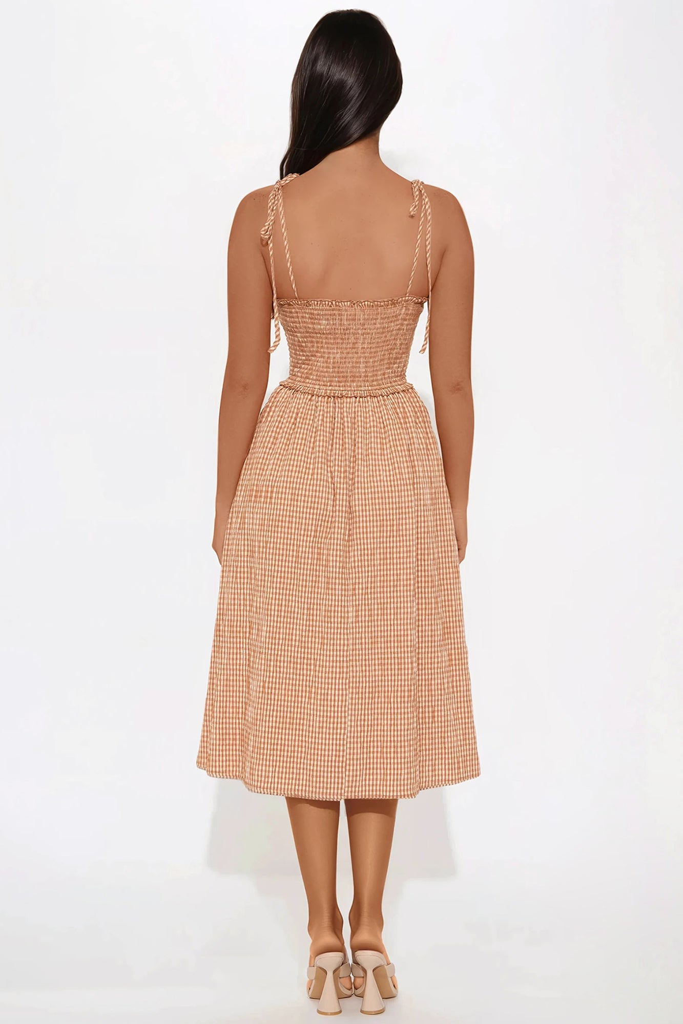 Sun Beam Smocked Midi Dress - Taupe - Image 3