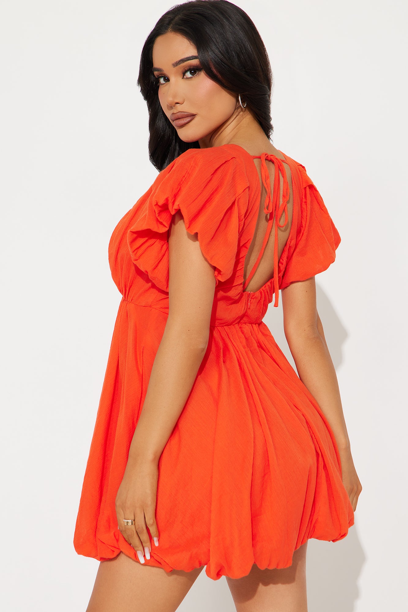 Fiona Short Sleeve Mini Dress - Tangerine - Image 3
