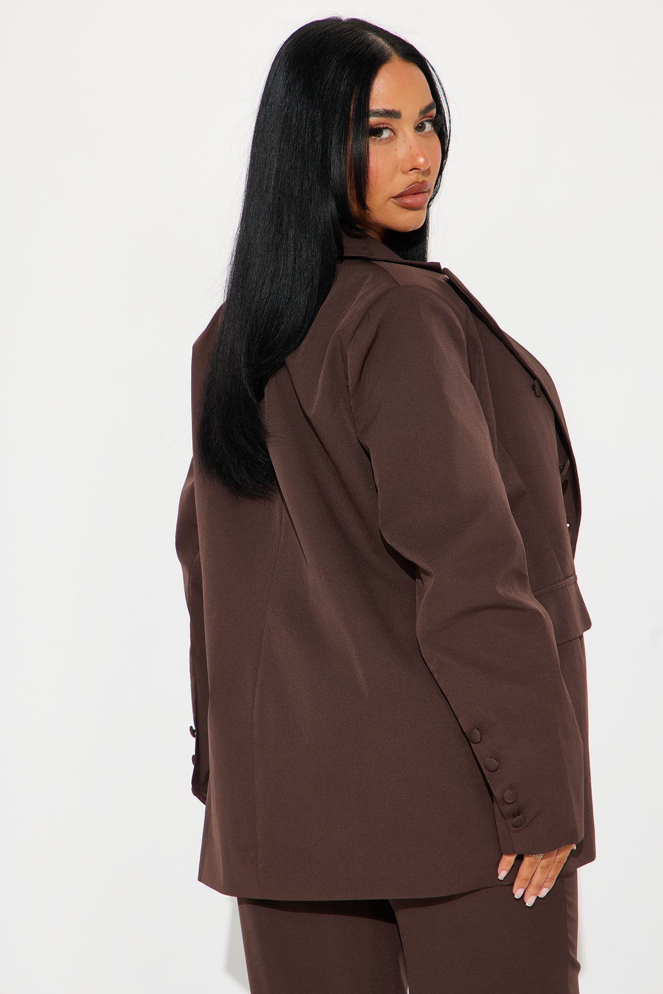 Office Behavior Oversized Blazer - Chocolate - Image 4