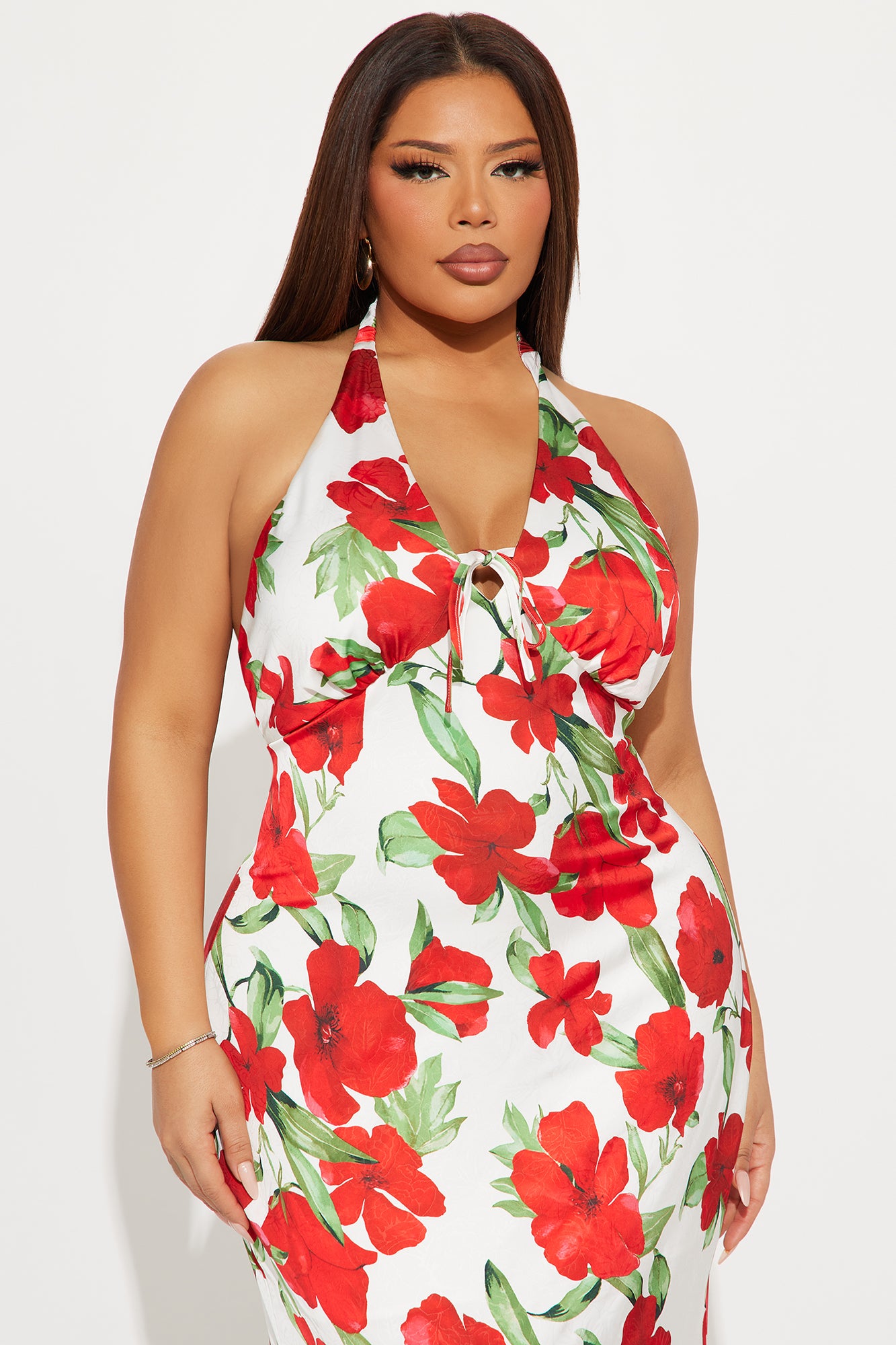 Tia Satin Floral Maxi Dress - White/combo - Image 5