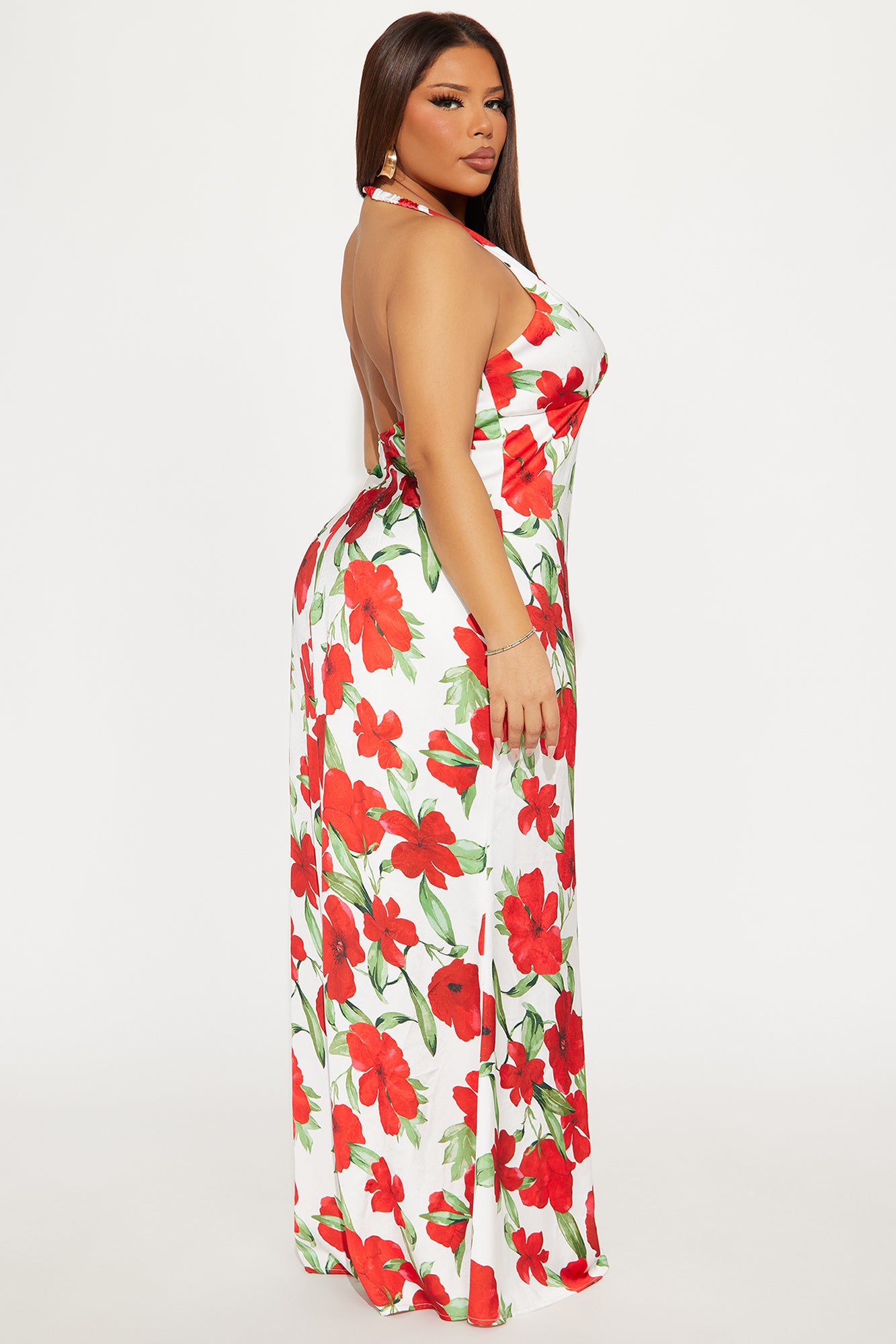Tia Satin Floral Maxi Dress - White/combo - Image 6