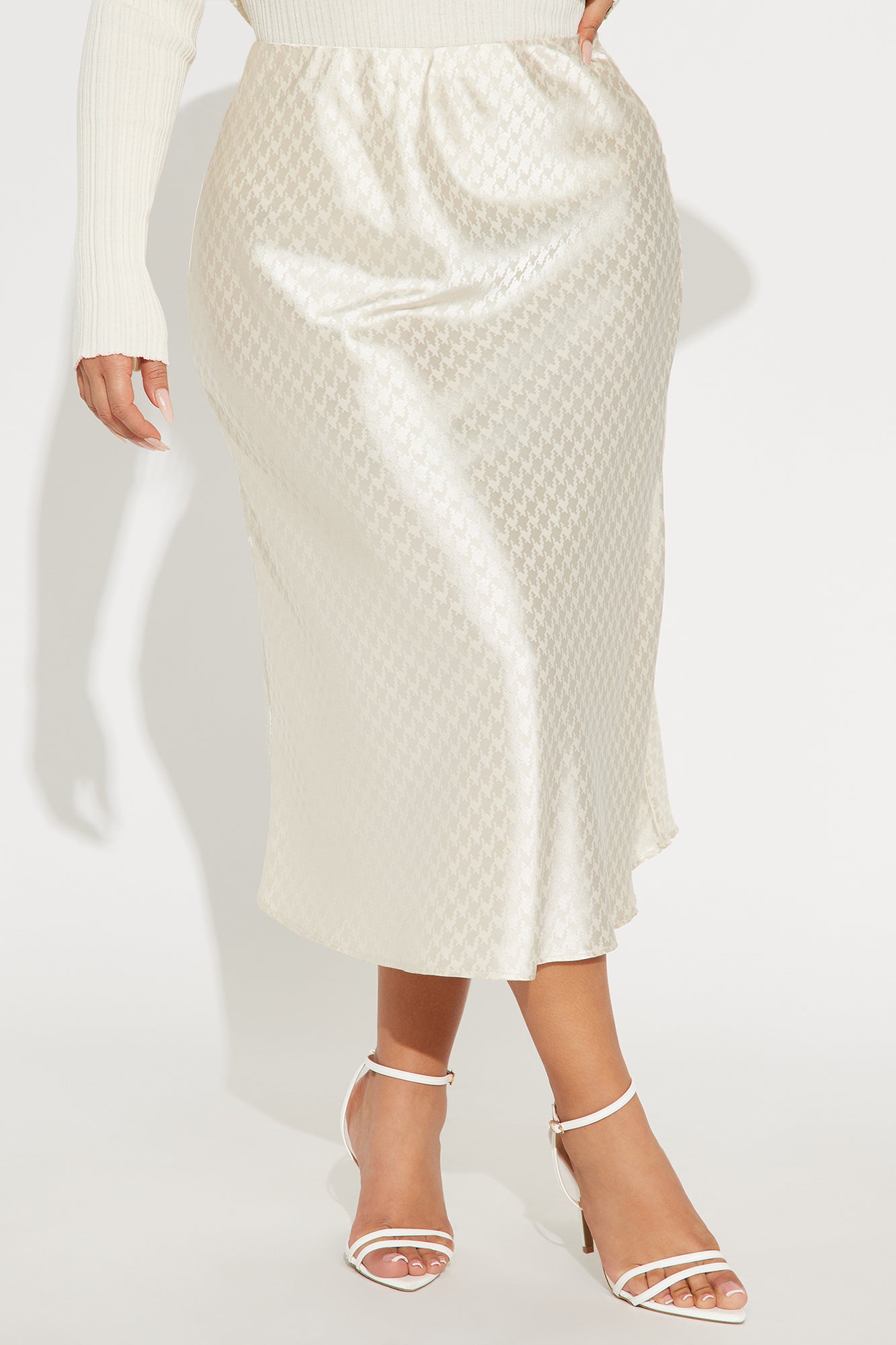 Stay Lifted Satin Midi Skirt - Cream - Image 5