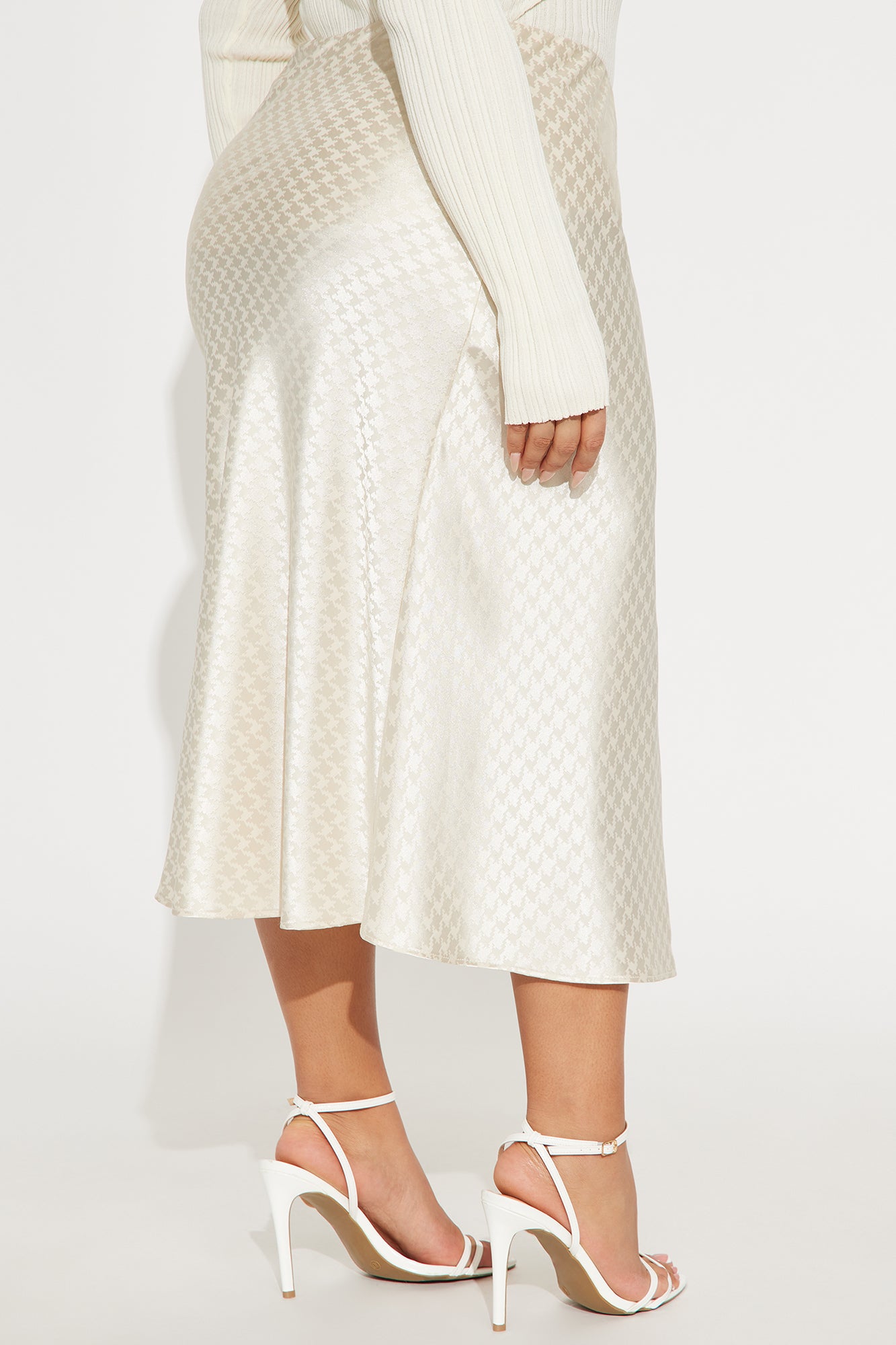 Stay Lifted Satin Midi Skirt - Cream - Image 6
