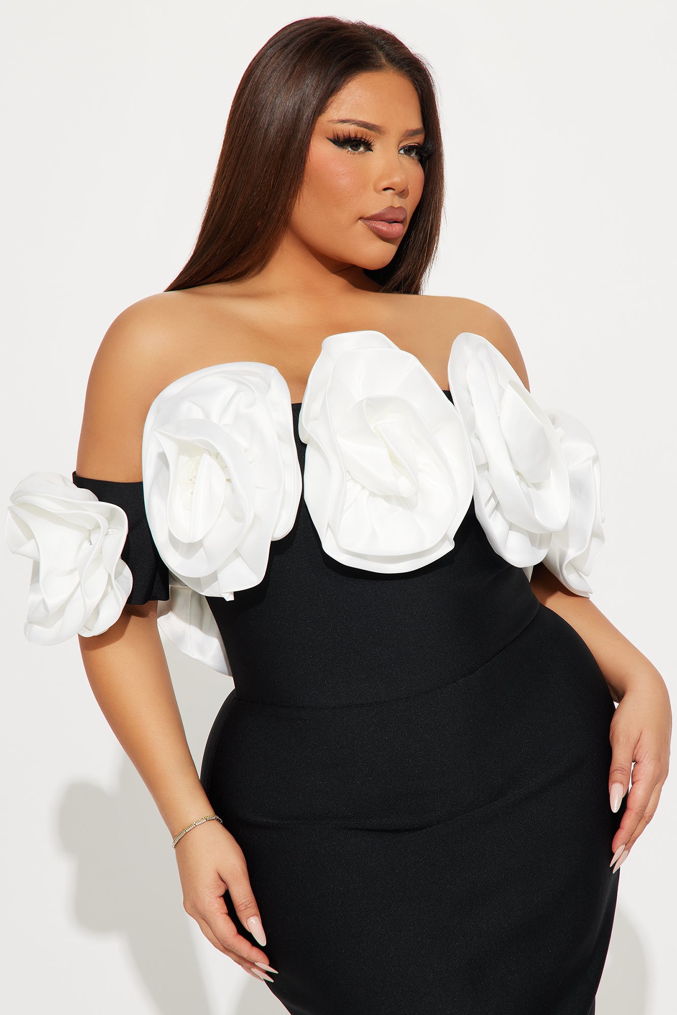 Rosetta Bandage Gown - Black/White - Image 5