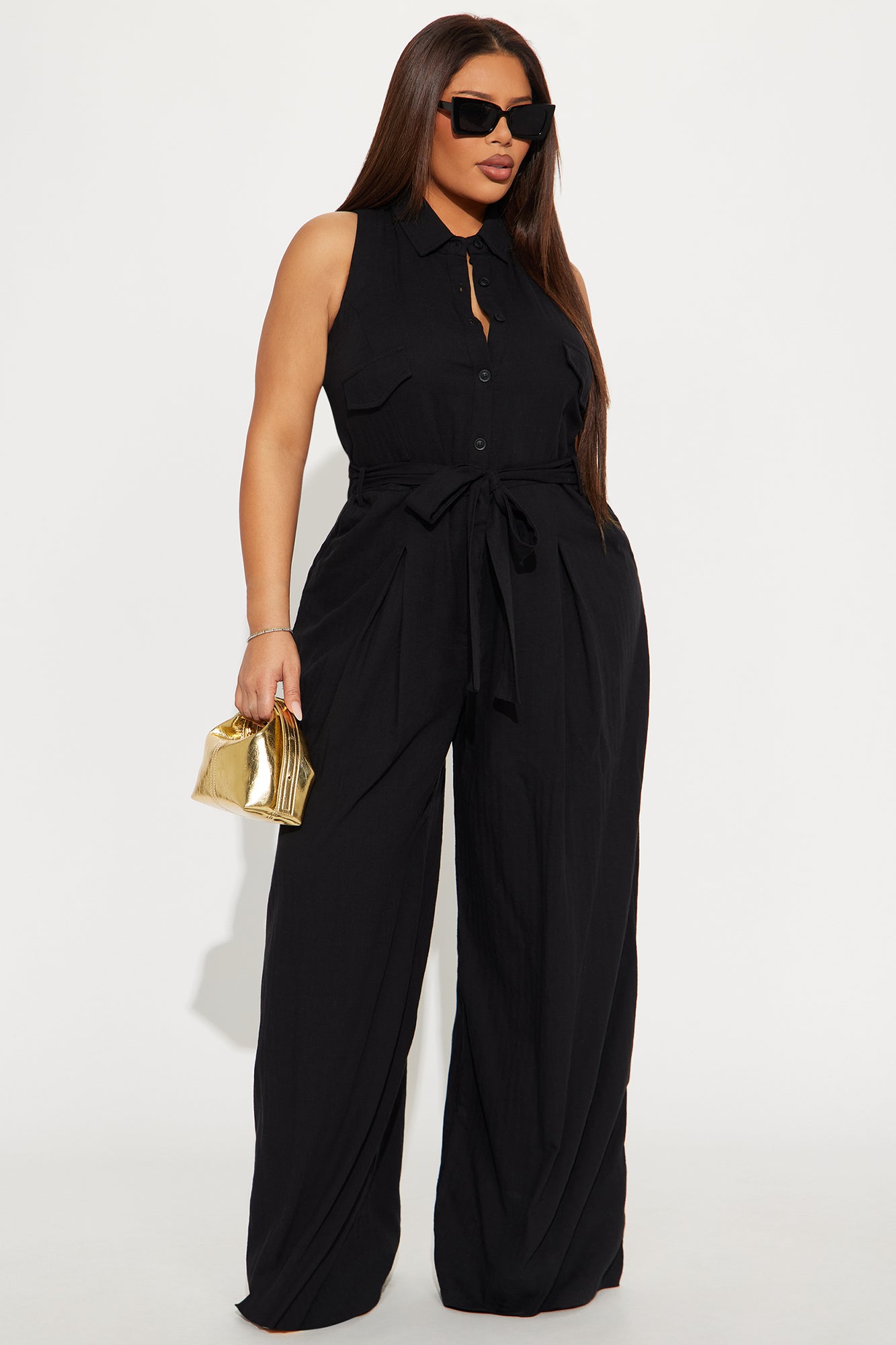 Lizzie Linen Jumpsuit - Black - Image 4