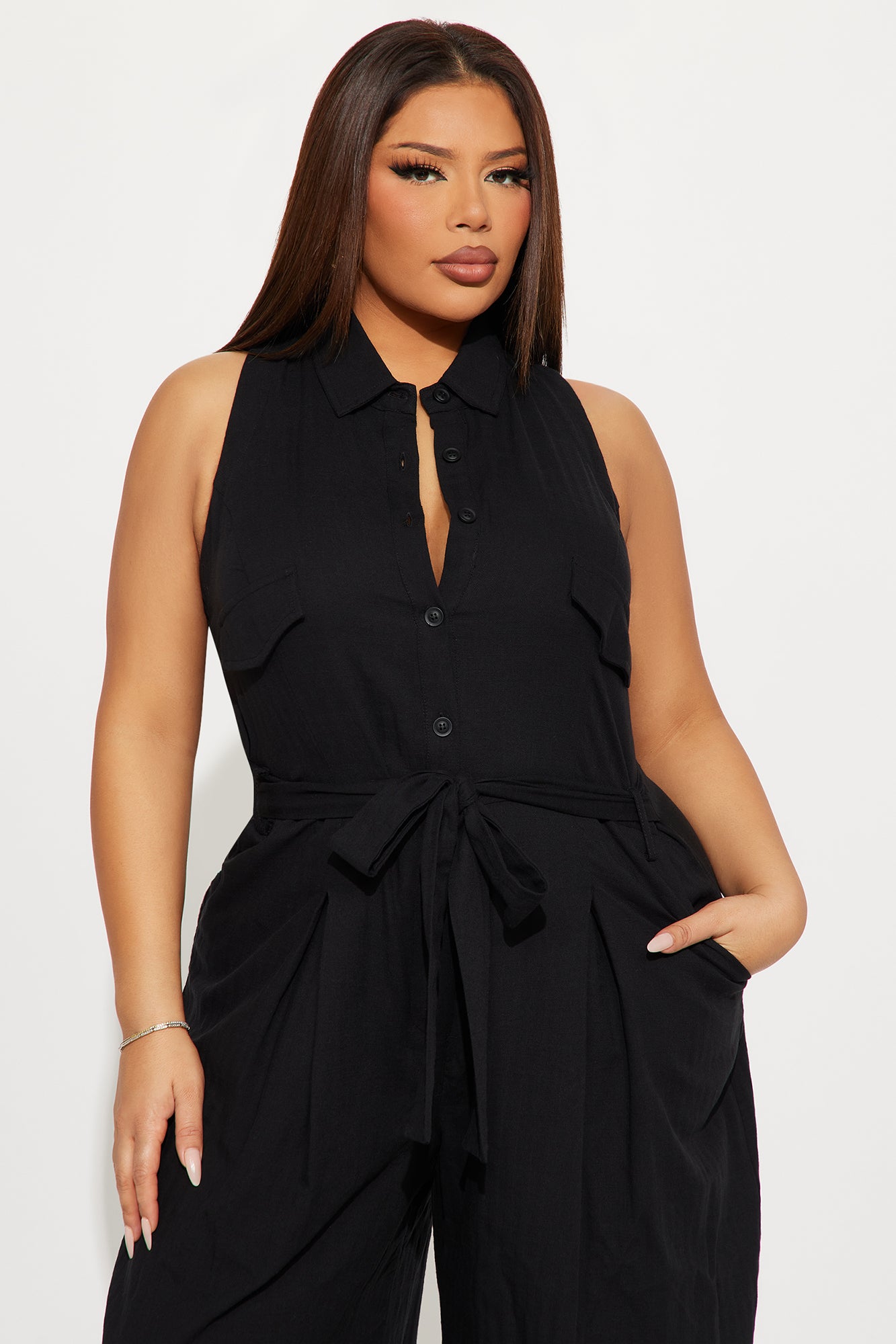 Lizzie Linen Jumpsuit - Black - Image 5