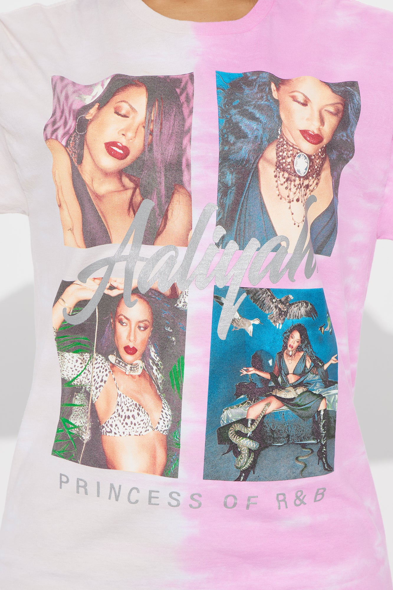 Aaliyah Split Washed Tee - Pink/combo - Image 3