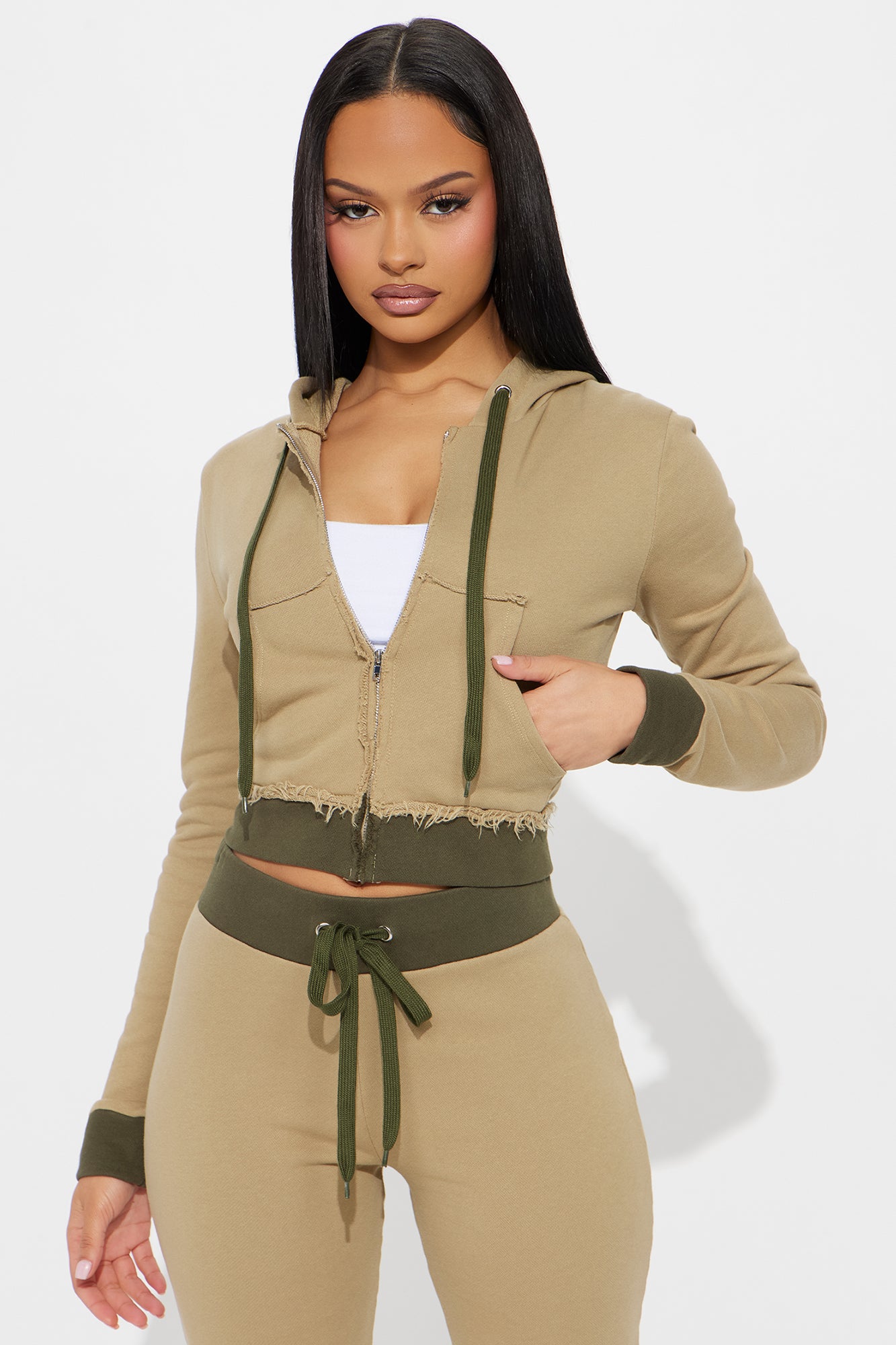 Keeping Up With Me Pant Set - Olive - Image 3