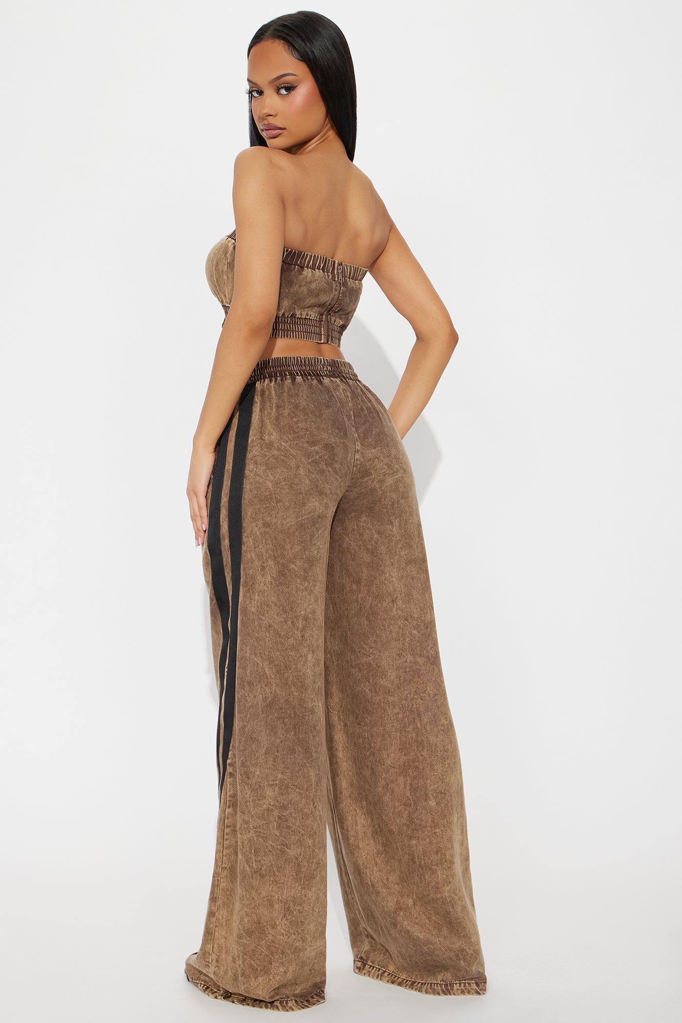 keep It Real Washed Pant Set - Brown/combo - Image 3