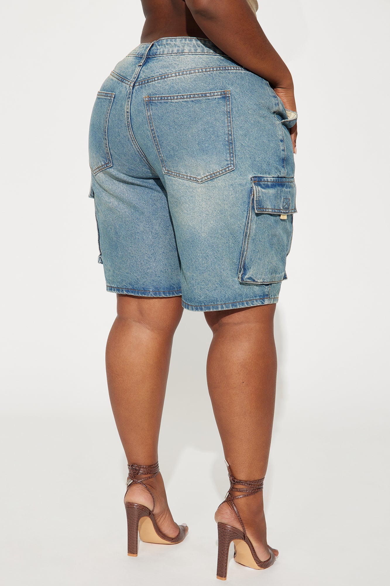 Cameron Denim Cargo Shorts - Medium Wash - Image 7