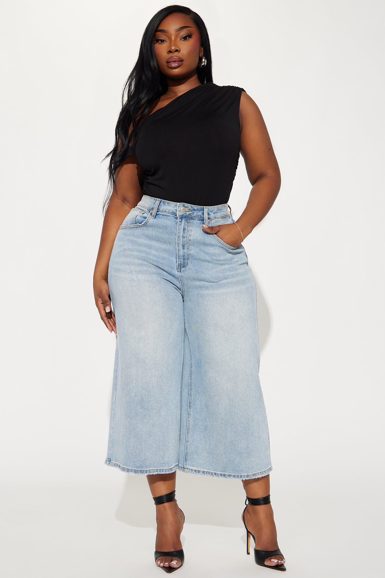 Bianca One Shoulder Top - Black - Image 4