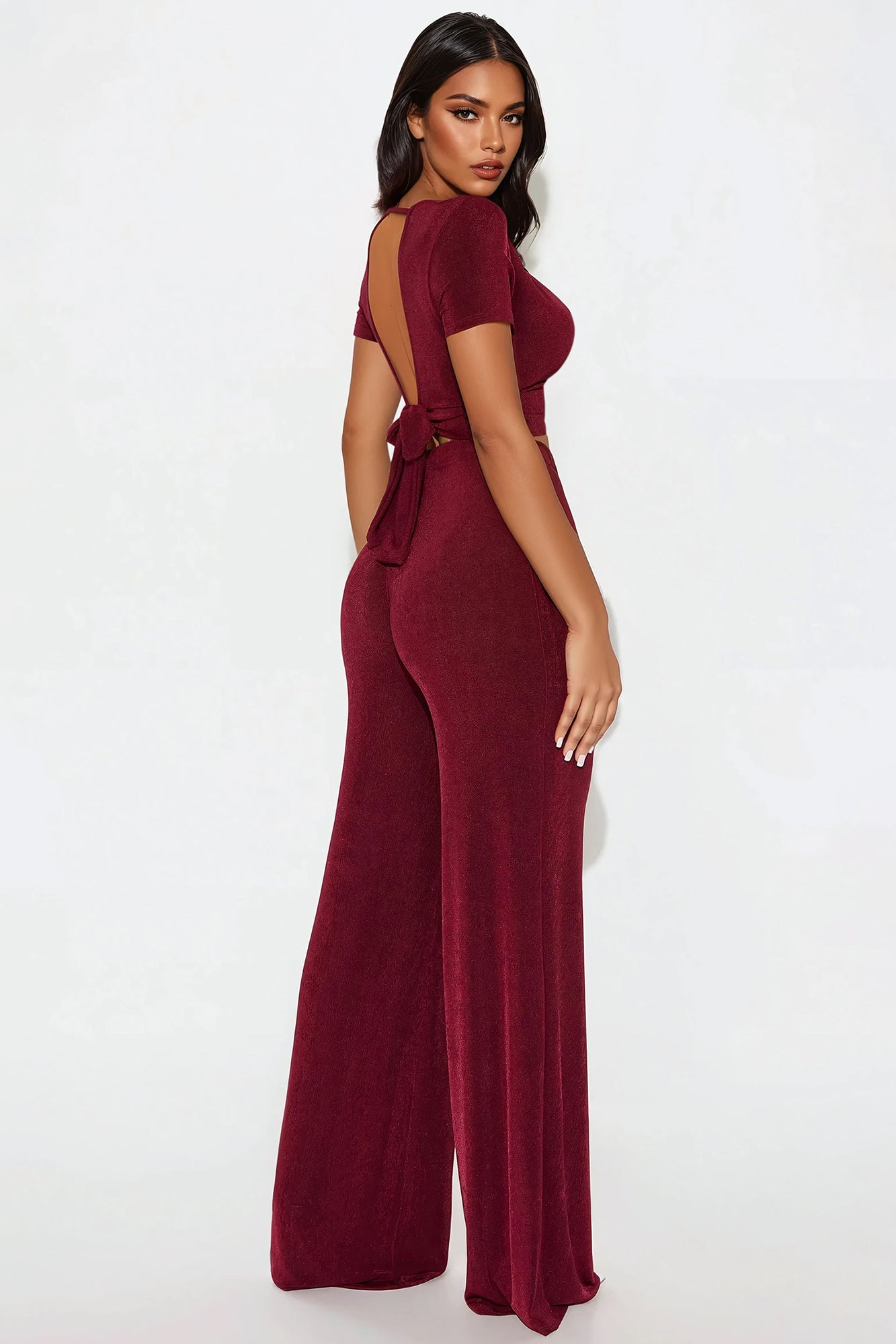 Stiletto Chic Pant Set - Wine - Image 3