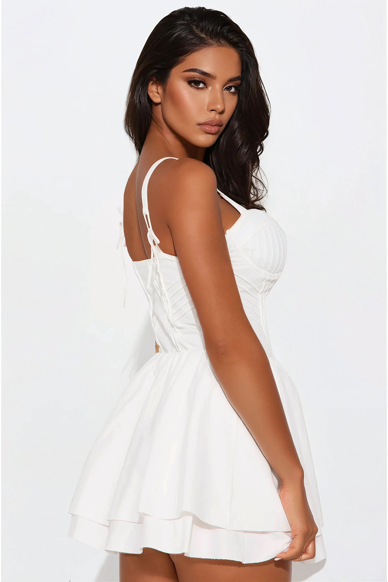 Happy Girl Era Linen Mini Dress - White - Image 3