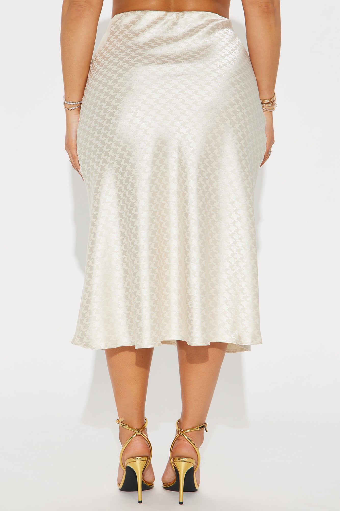 Stay Lifted Satin Midi Skirt - Cream - Image 3