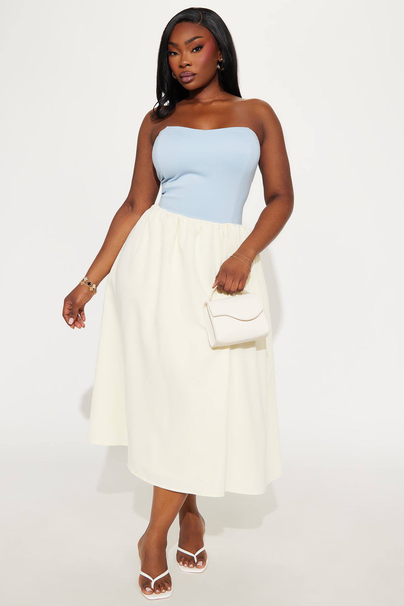 Gigi Strapless Midi Dress - Light Blue - Image 4